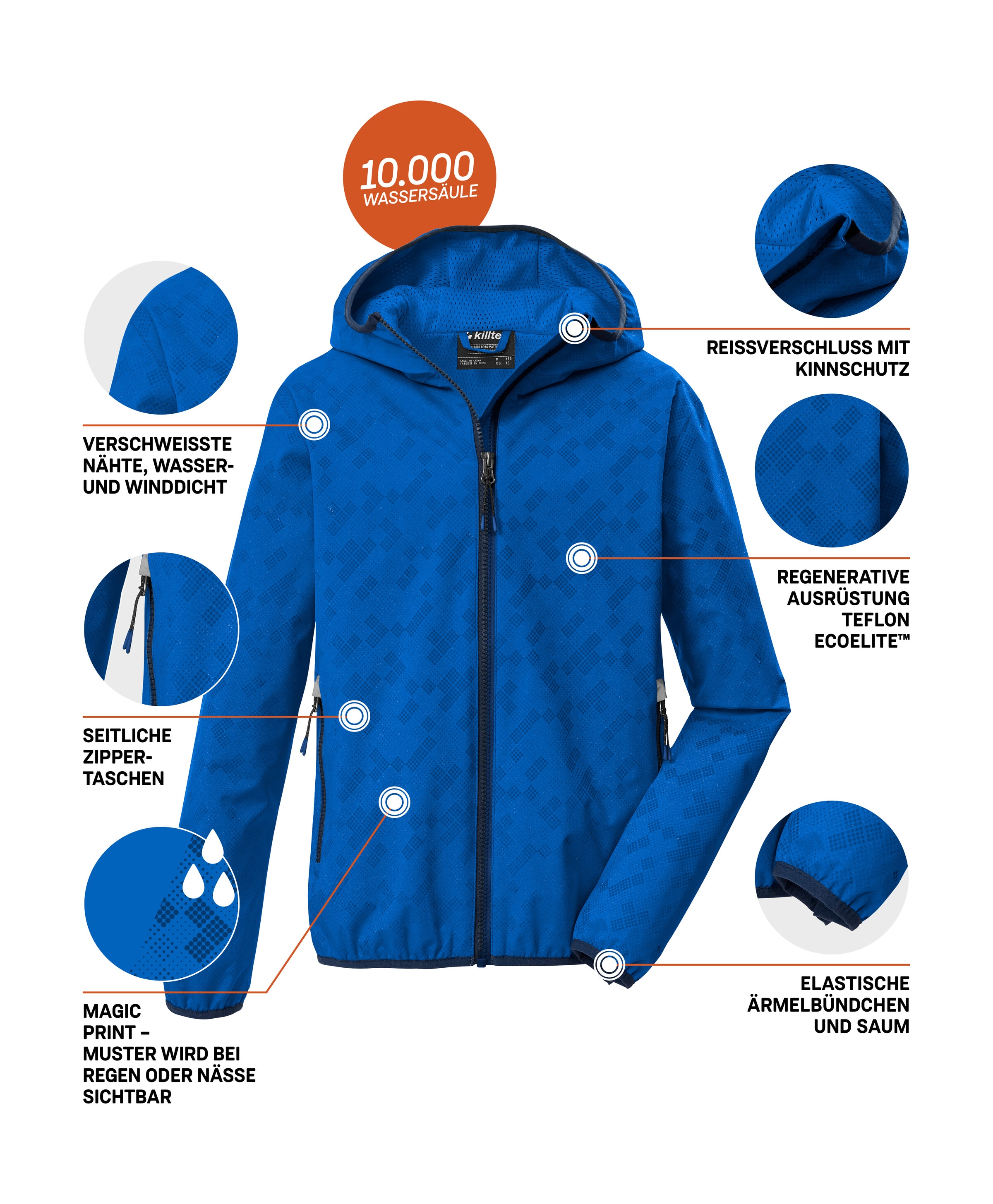 Killtec Funktionsjacke »KOS 145 BYS JCKT« Kinderjacke mit Magic Print, wasserdicht, Kapuze, Kinnschutz