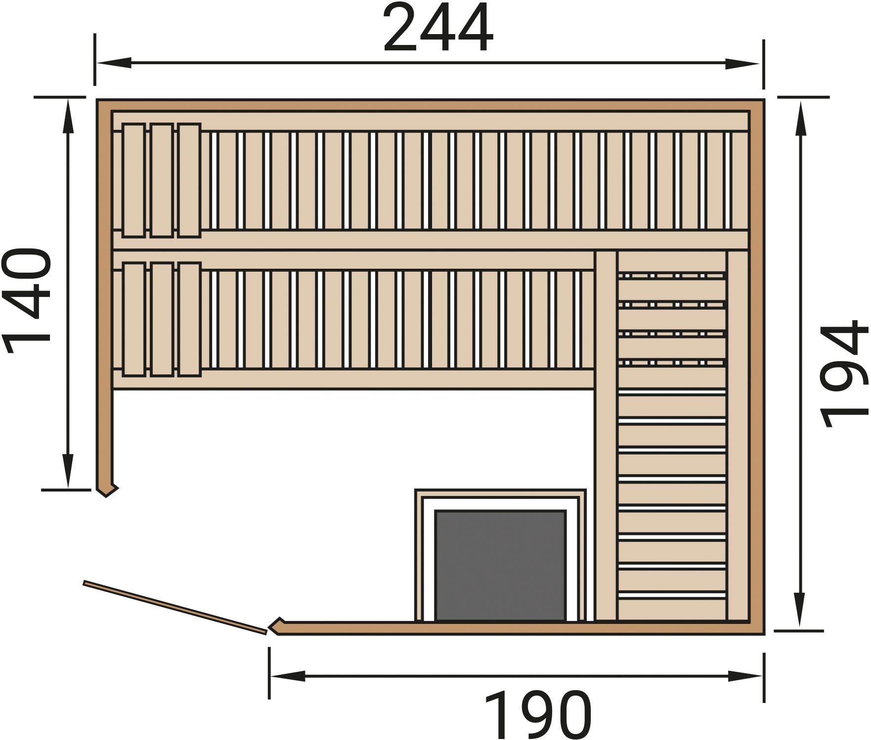 weka Sauna »Element-Ecksauna VARBERG 4«, vorgefertigte Elemente, moderne Ganzglastür