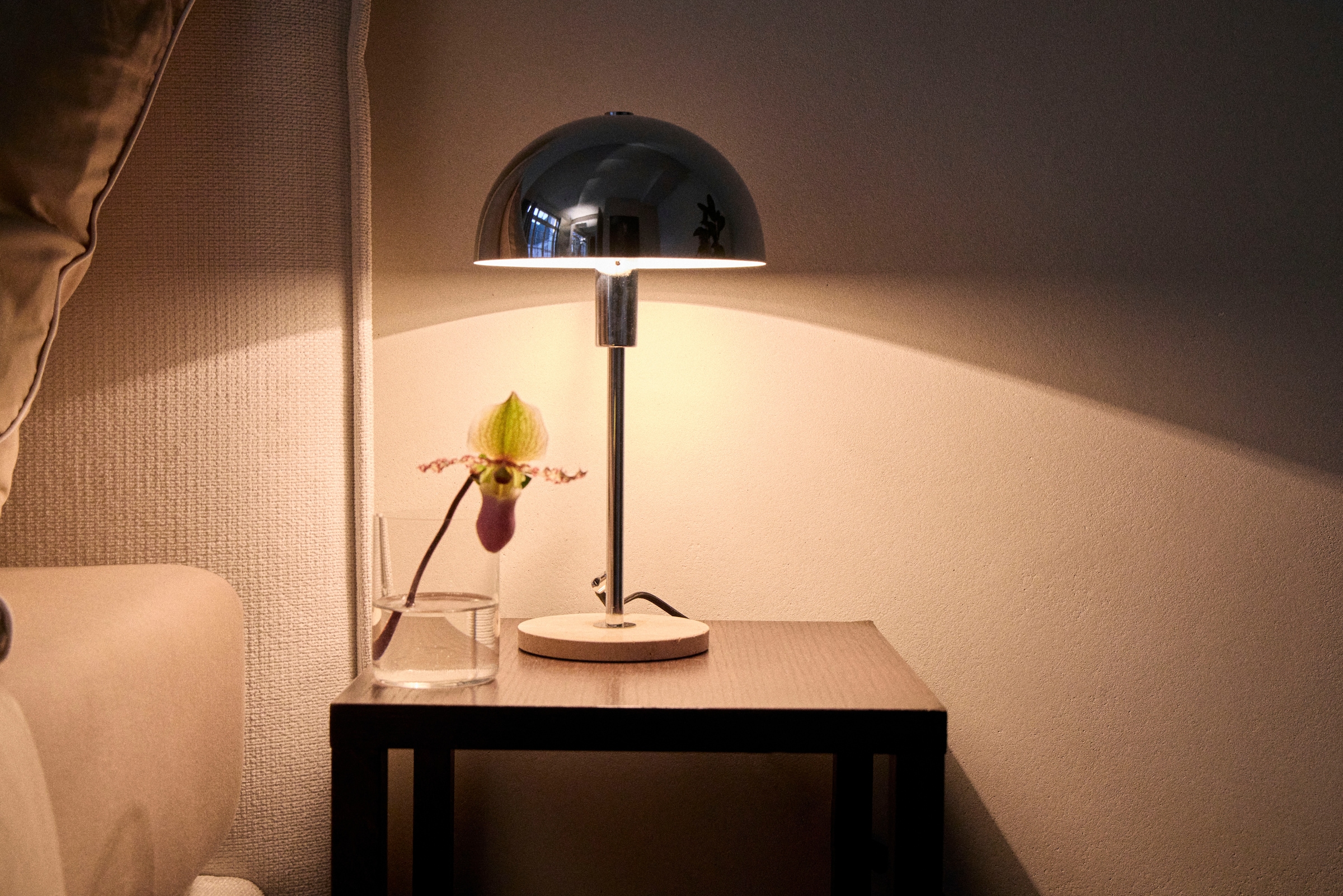 LeGer Home by Lena Gercke Tischleuchte »Linnea Pilz Lampe - Travertin Steinfuß«, Leuchtmittel E14 | ohne Leuchtmittel, Pilzleuchte, Tischlampe, Höhe 35,5 cm, Naturstein, Pilzlampe