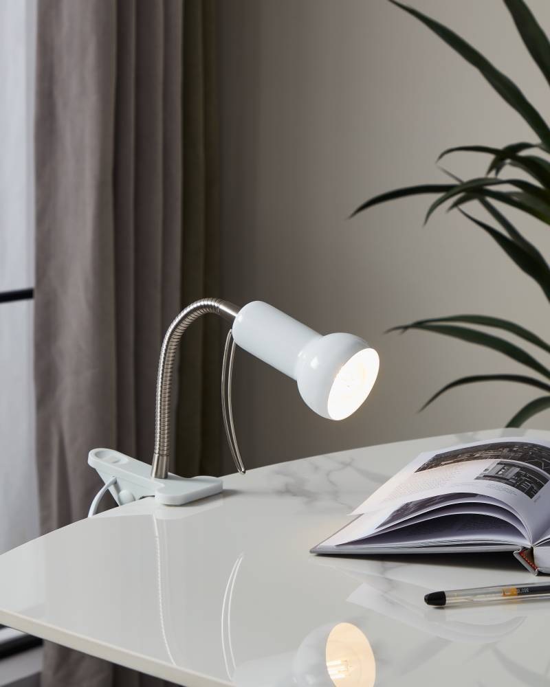 EGLO Klemmleuchte »FABIO Klemmspot, exkl. Leuchtmittel E14, mit Klemme, Büro« E14 Klemmlampe, Leselampe, Schalter, flexibler Leuchtenhalts, Höhe: 30cm