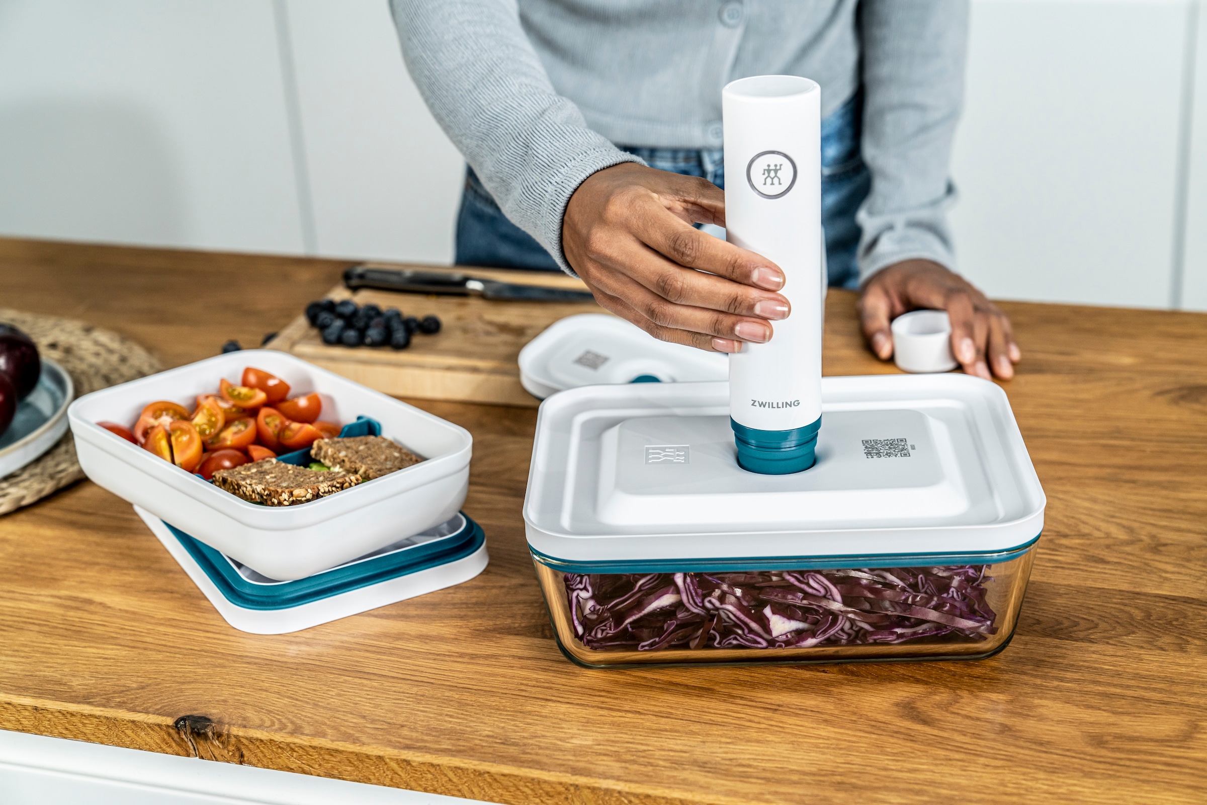 Zwilling Vakuumbehälter »Fresh & Save, Aufbewahrungssystem« Vakuum Starterset für Lebensmittel, Glas, Spülmaschinenegeeignet