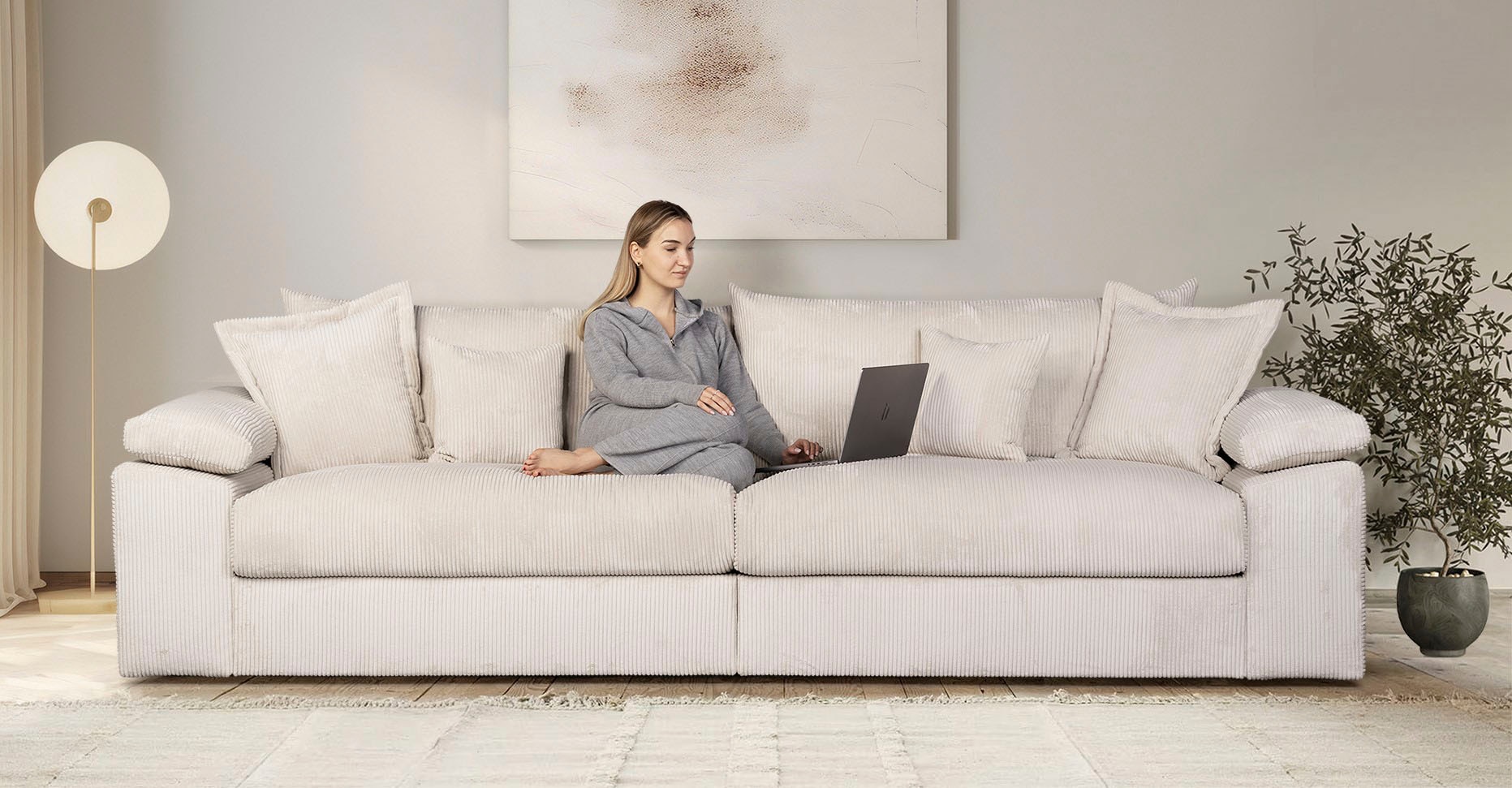 Home affaire Big-Sofa "Soft&Cosy XL - Breite 246 cm", Mega-Sofa, Cord oder günstig online kaufen