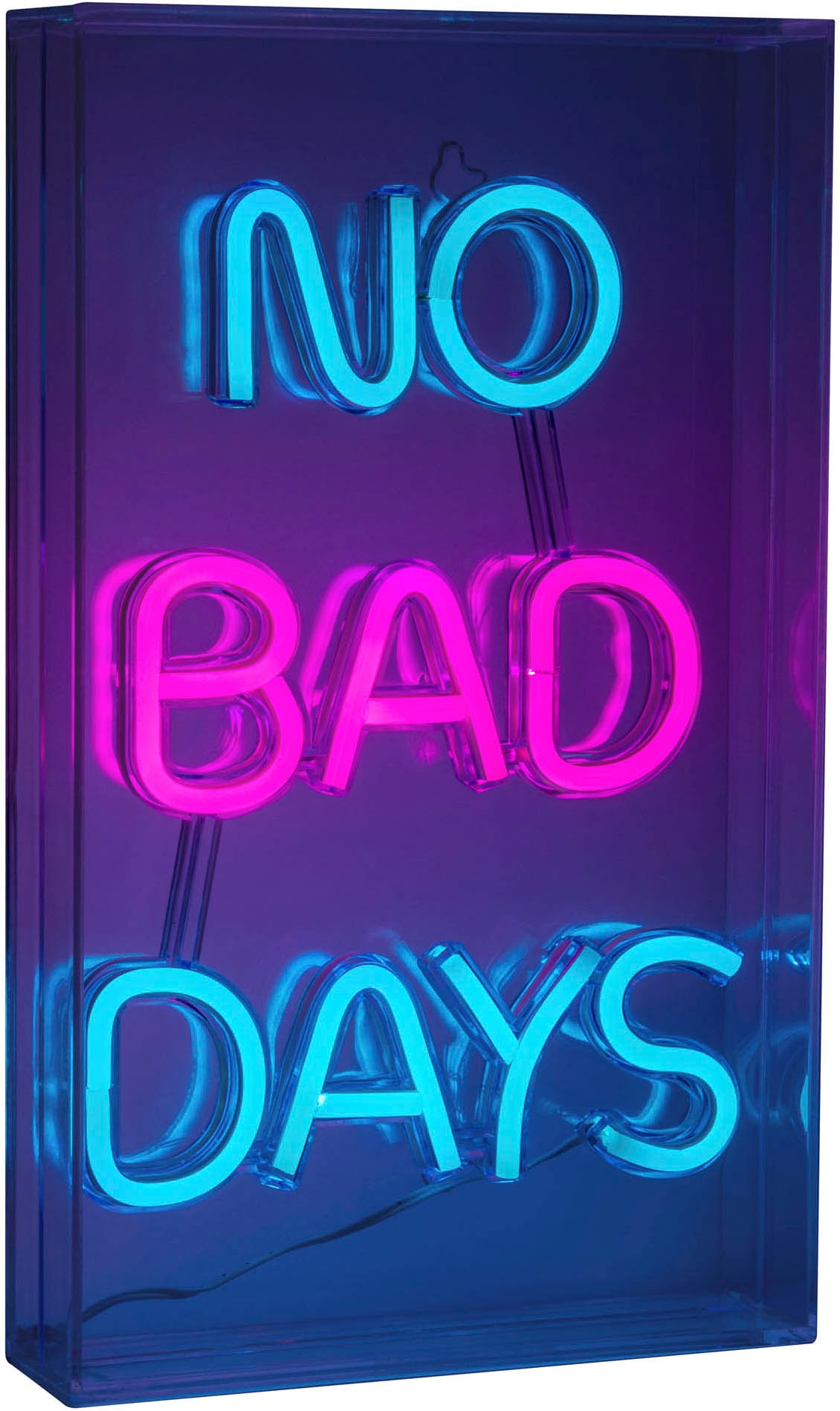 näve LED Dekolicht »NO BAD DAYS«, 1 flammig, Leuchtmittel LED-Modul | LED fest integriert, Schriftzug beleuchtet blau rot, Tisch- Wandfunktion, transparent, USB