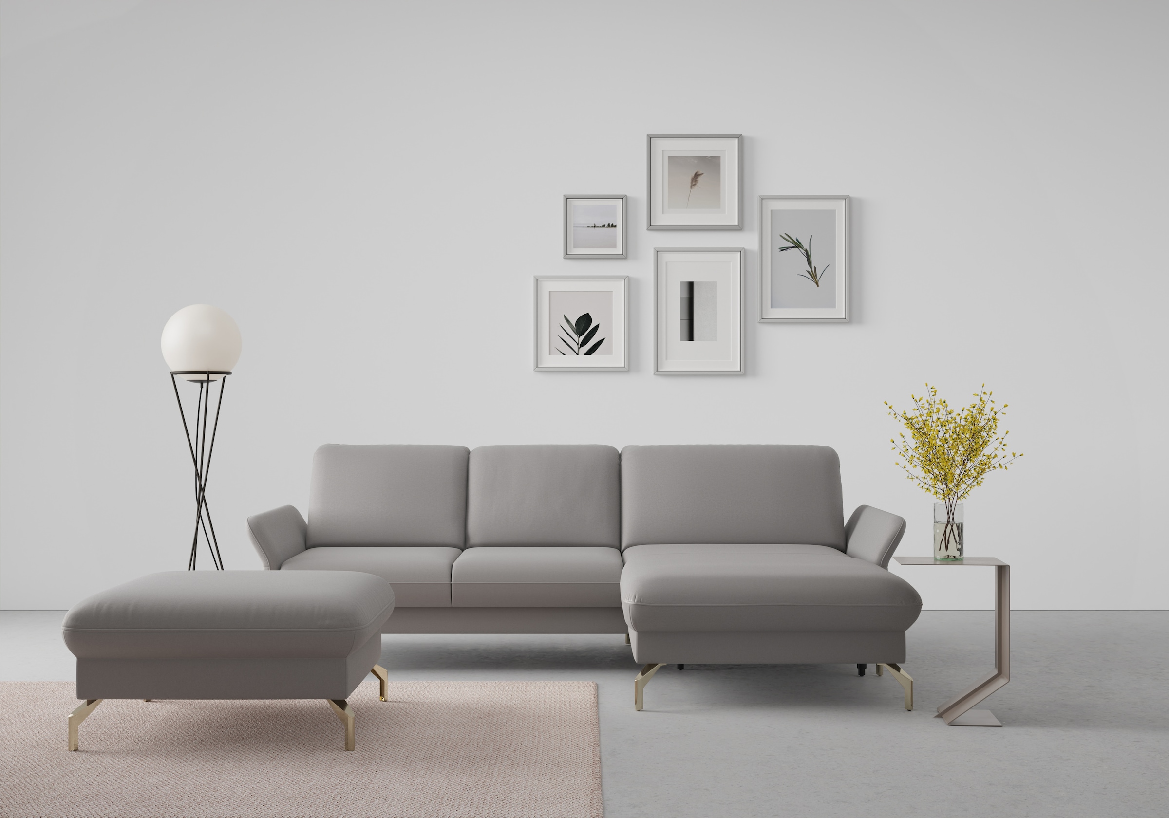 sit&more Ecksofa "Fashion L-Form" wahlweise mit Kopfteilverstellung, Vorziehsitz, motorisch, Nickelfüße
