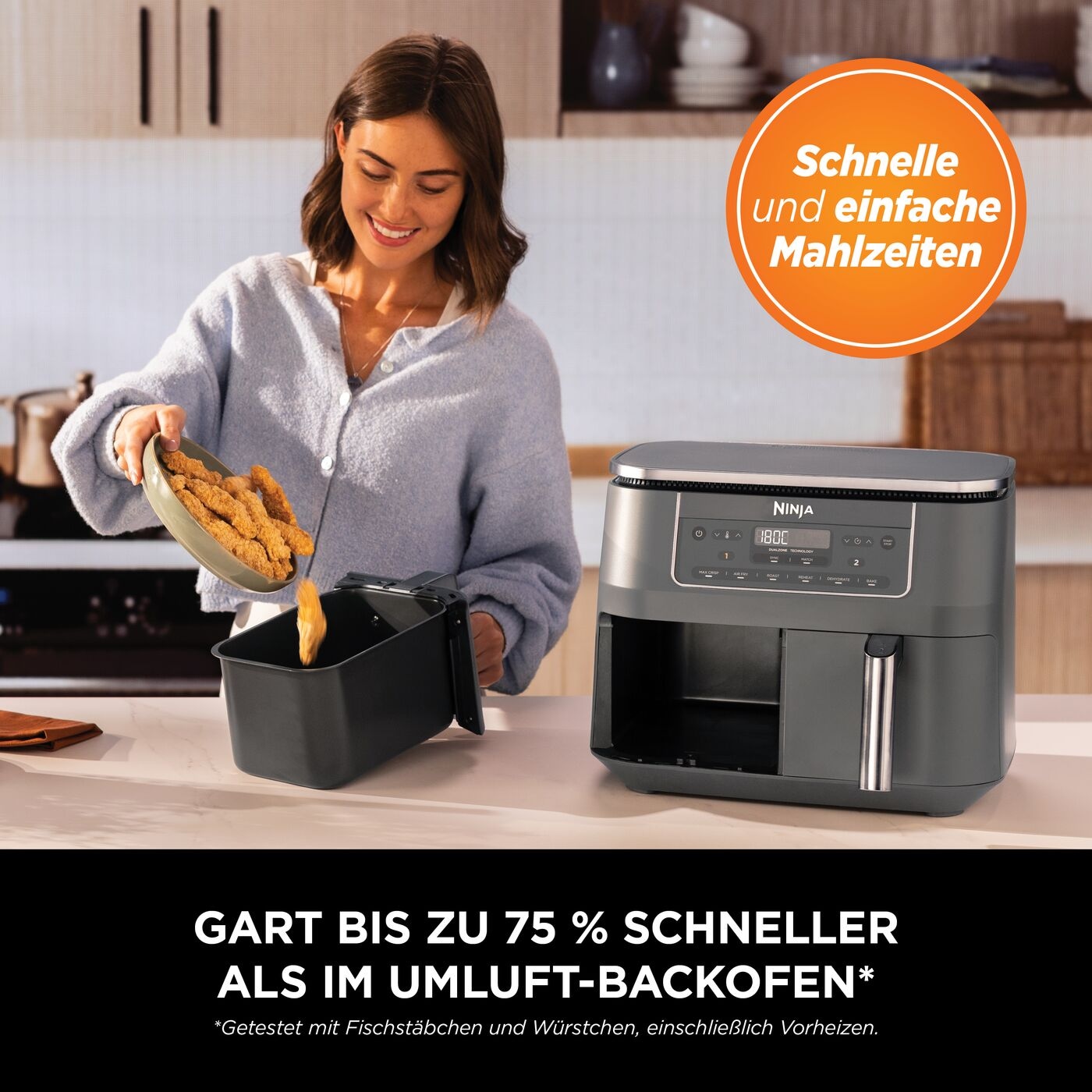 NINJA Heißluftfritteuse »6-in-1 Dual Zone Air Fryer 7,6L DZ300EU« 2470 W
