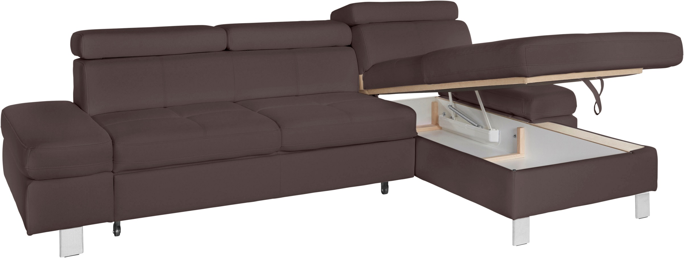 exxpo - sofa fashion Ecksofa »Fiji, hochwertige Detailverarbeitung im Sitz und Rücken, L-Form«, bequem durch Kopf- und Armteilverstellung, wahlweise mit Bettfunktion