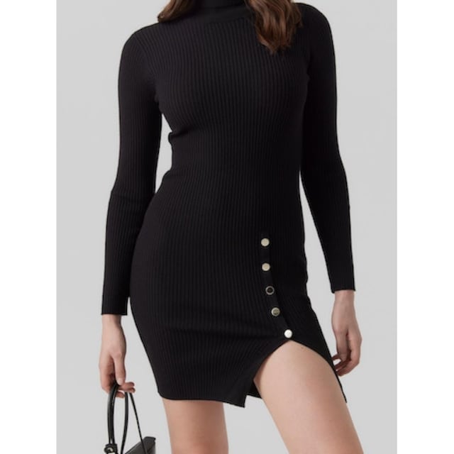 Vero Moda Strickkleid »VMABA LS ROLLNCK BUTTON DRESS REP GA BOO« bestellen  | BAUR