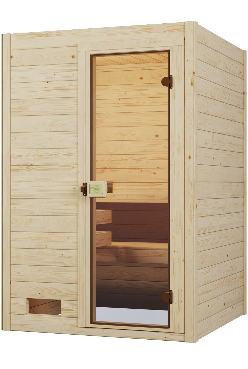 weka Sauna »Massivholzsauna VALIDA 1«, Blockbohlen, moderne Ganzglastür