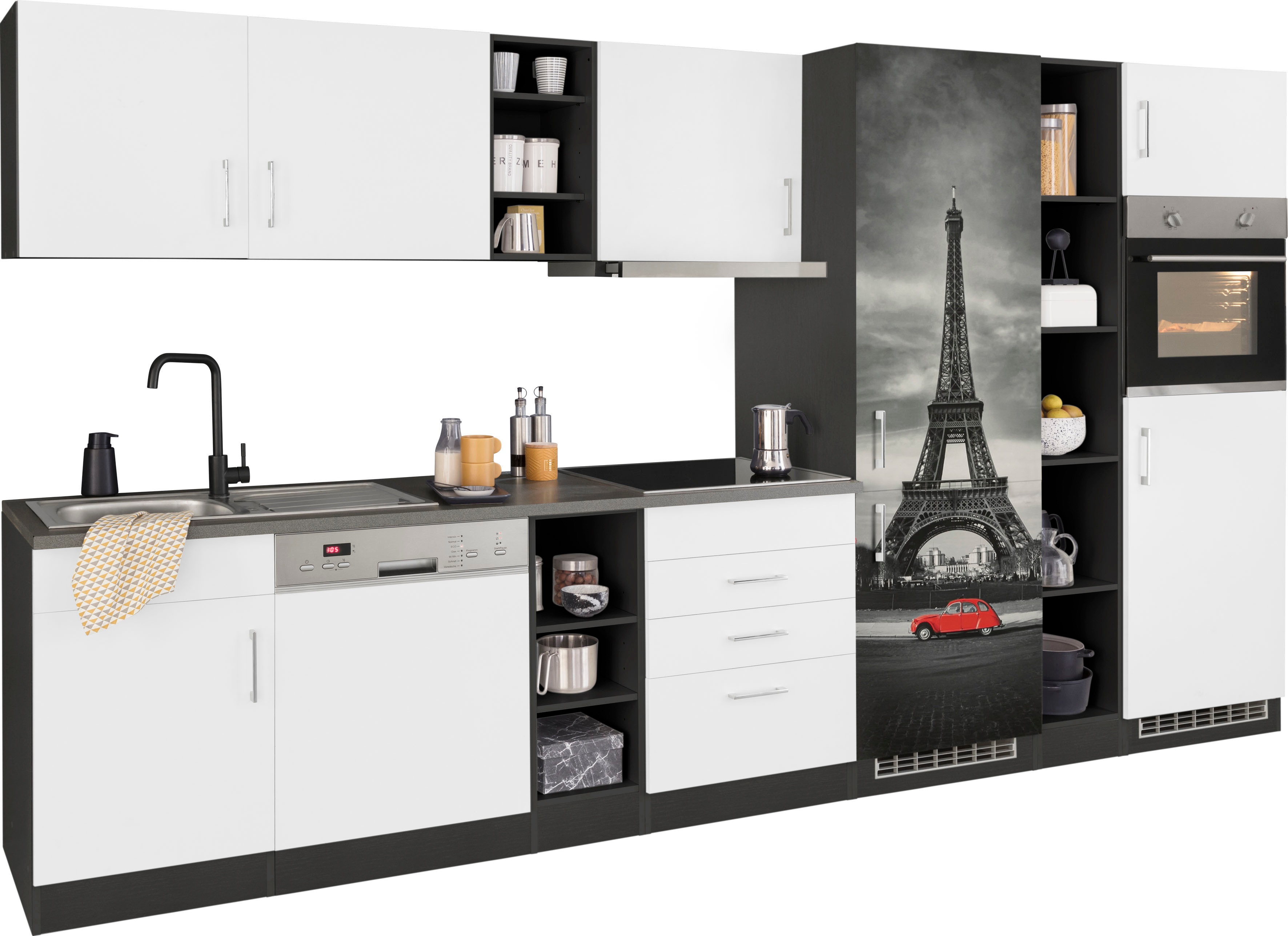 Thumbnail - KOCHSTATION Küchenzeile "KS-Paris – Küchen mit einzigartigen Fotomotiven auf den Fronten" Breite 350 cm, wahlweise mit E...