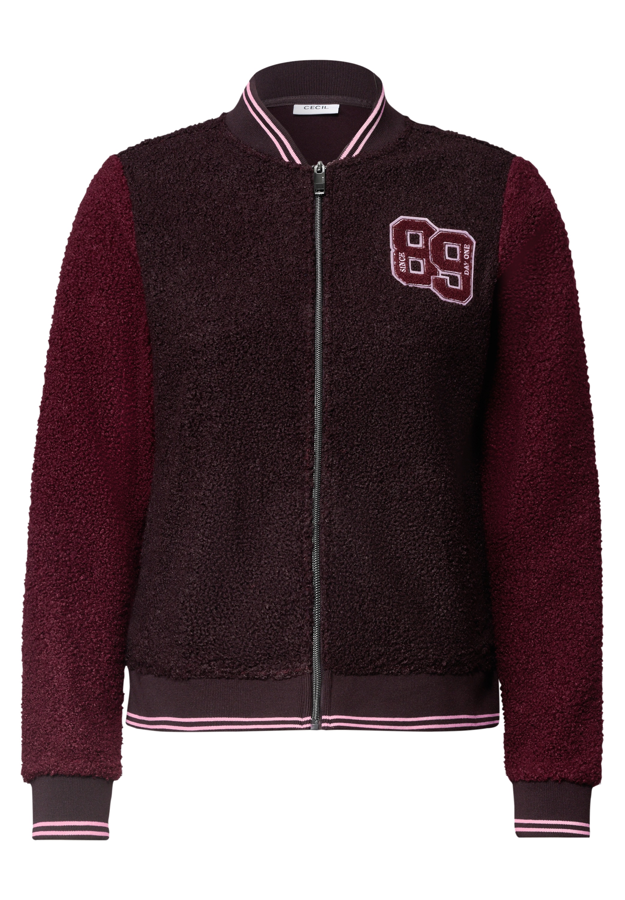 Cecil Sweatjacke Teddy-Blouson mit Patch-Detail / Im College-Look