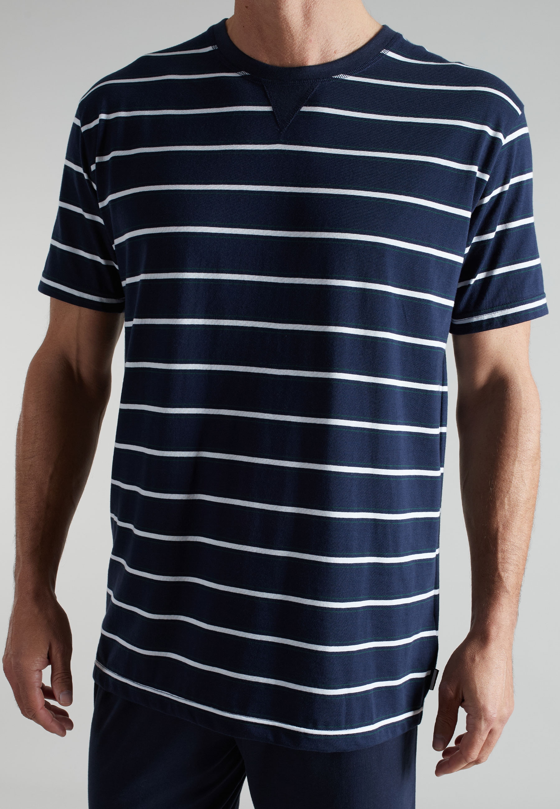 bugatti Shorty Kurzarm, Rundhalsausschnitt, kurze Hose, gestreift, Baumwollmix