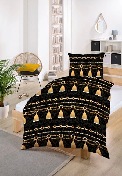 Gold-Line Bettwäsche "Gold-Line Bed - Goldenes Glockenmotiv" 2 Stk. besonde günstig online kaufen