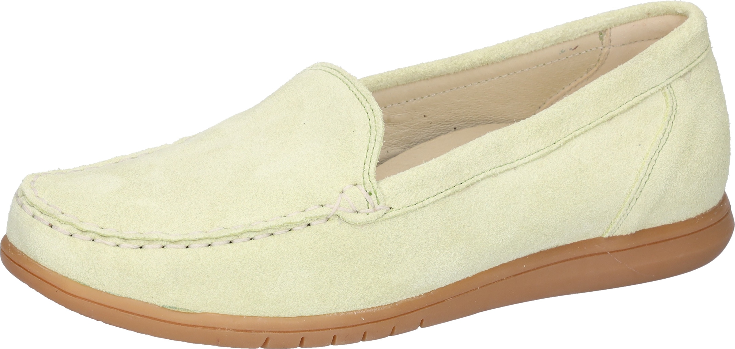 Mokassin WALDLÄUFER "H-WANDA", Damen, Gr. 5,5 (38,5), limette, Veloursleder, unifarben, Schuhe Mokassin, Slipper, Schlupfschuh, Halbschuh in Komfortweite H (= sehr weit)