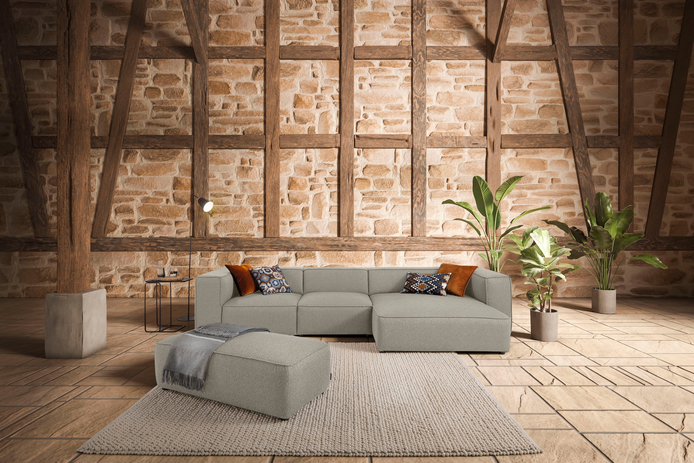 W.SCHILLIG Ecksofa "around-the-block Mega Sofa, viel Platz und hoher Sitzkomfort, L-Form" mit eleganter Biese, mit Federkern, Breite 341 cm
