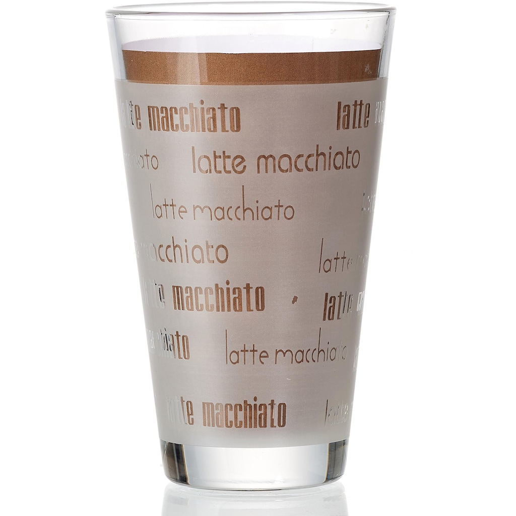 Ritzenhoff & Breker Latte-Macchiato-Glas »Chicco«, (Set, 4 tlg., (4 Becher), Schrift-Dekor, 4-teilig