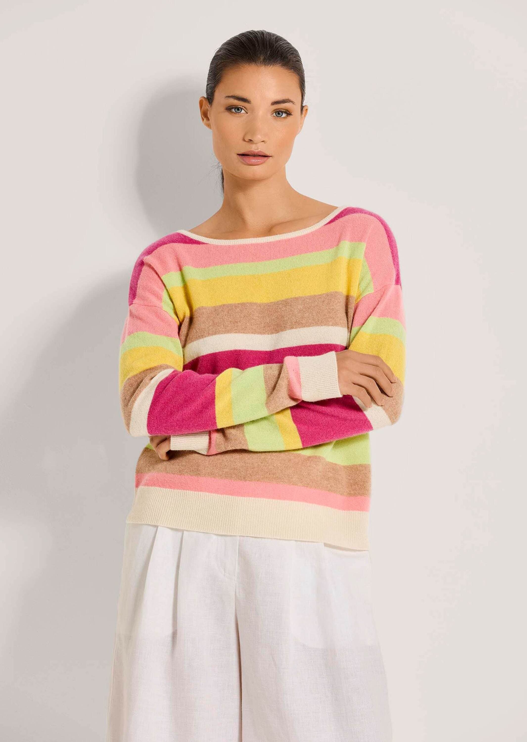 MADELEINE Longpullover »Pullover Kaschmir-Pullover mit Streifen«