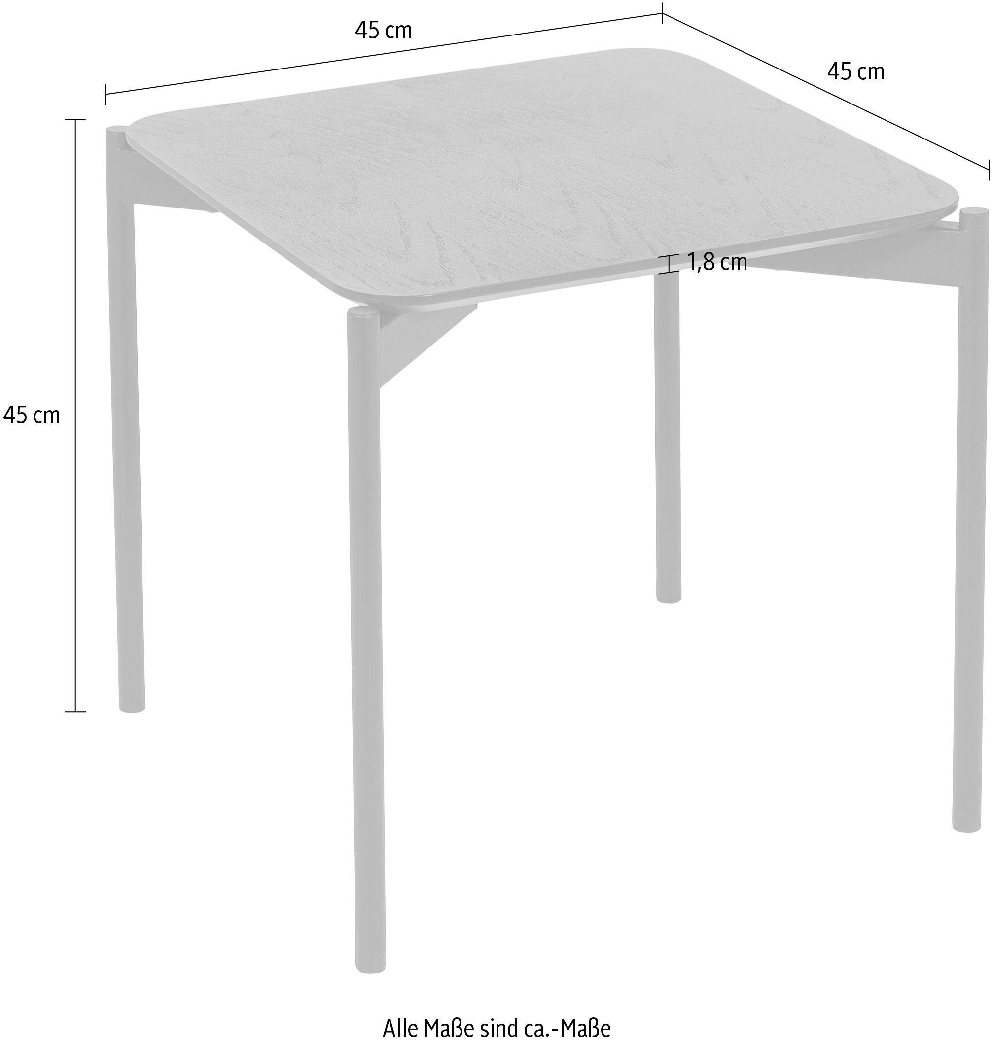 Homexperts Beistelltisch »Ida«, B 45 cm, quadratisch, in Eiche natur oder schwarz lackiert