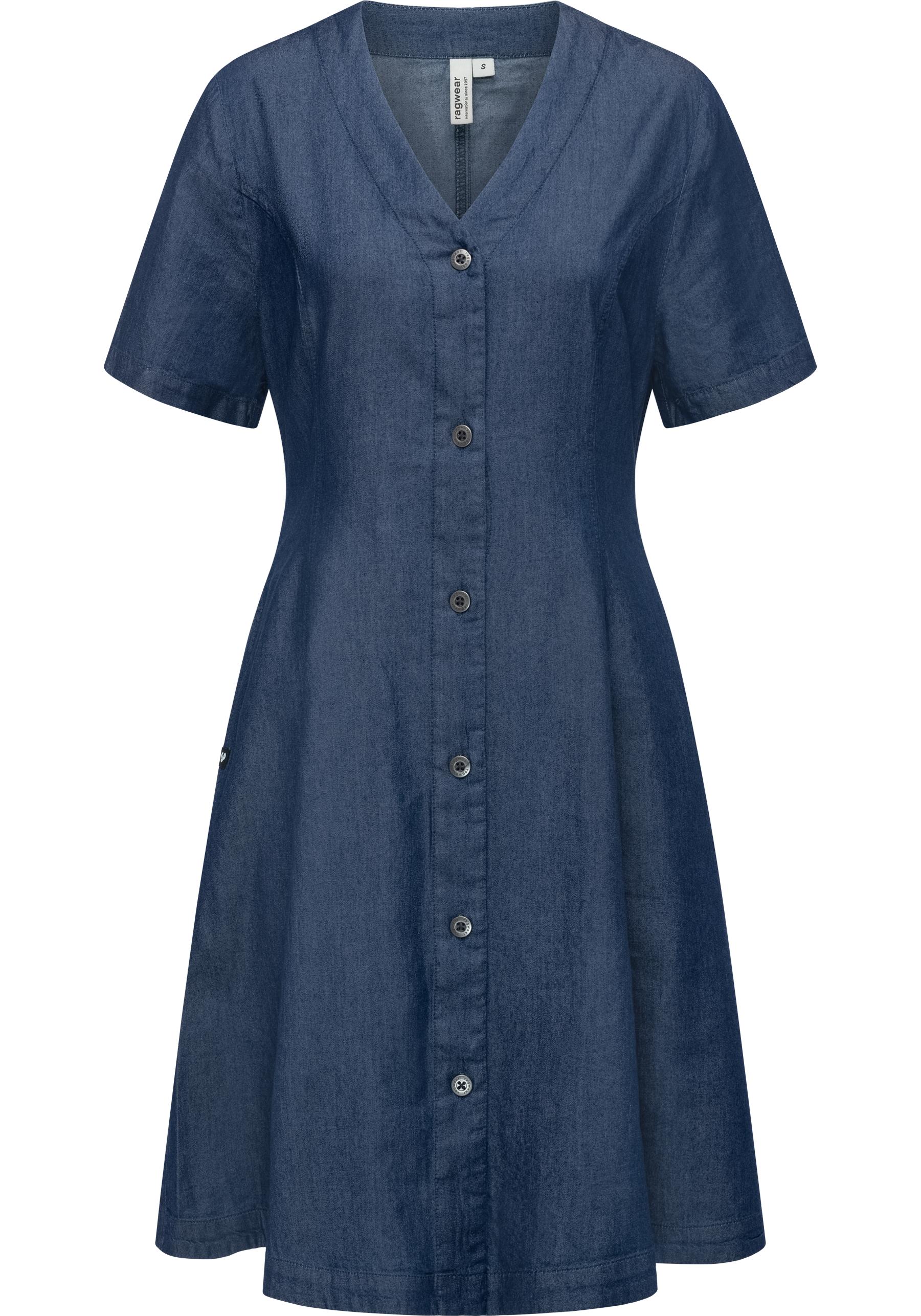 Ragwear Sommerkleid "Kveeda Denim" Außentaschen Eingrifftaschen Sommerliches Minikleid mit Schleife am Rücken