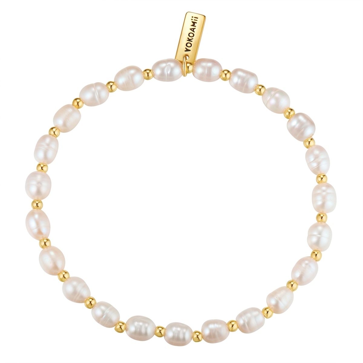 Perlenarmband YOKOAMII "Y508", weiß, Armbänder, Damen, Messing, Perlenarmband, mit Süßwasser-Zuchtperle