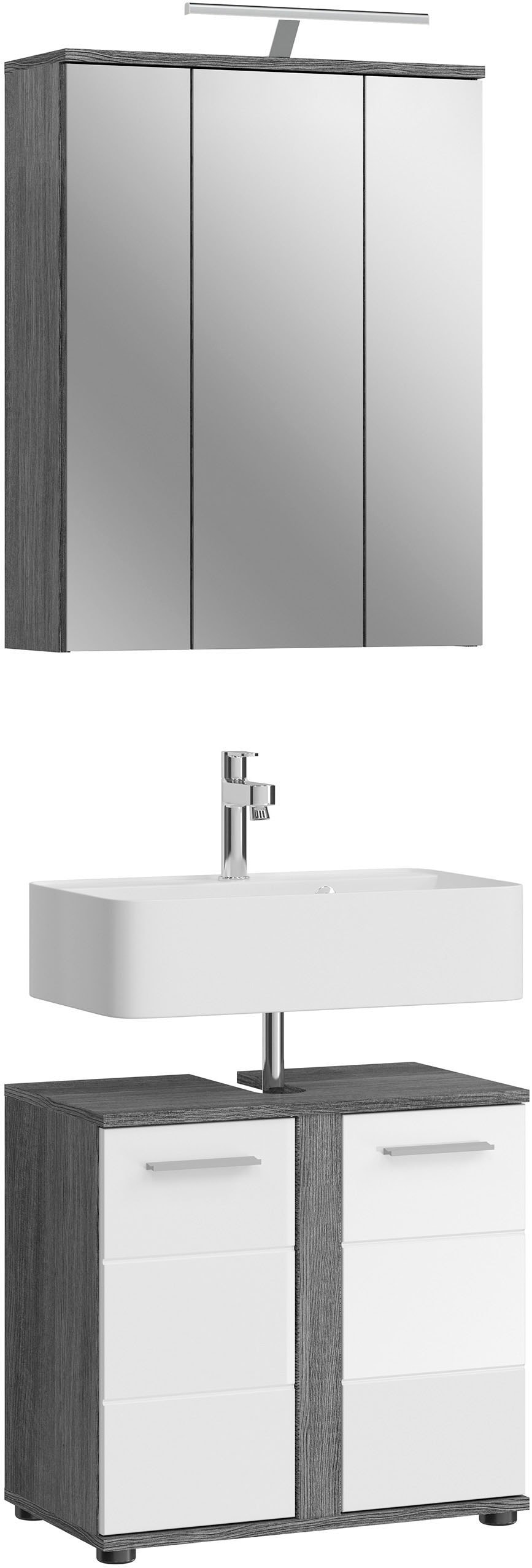 welltime Badmöbel-Set "LUCCA, 2 teilig, inklusive LED Beleuchtung, bestehend aus:" Set, 2 Stk. tlg.