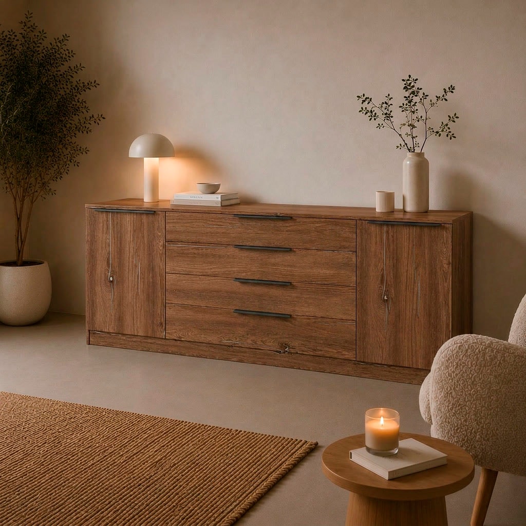 borchardt Möbel Sideboard »Tom, moderne Kommode mit Metallgriffen, 200cm breit« 2 Türen, 3 Schubfächer, Metallgriffe anthrazit