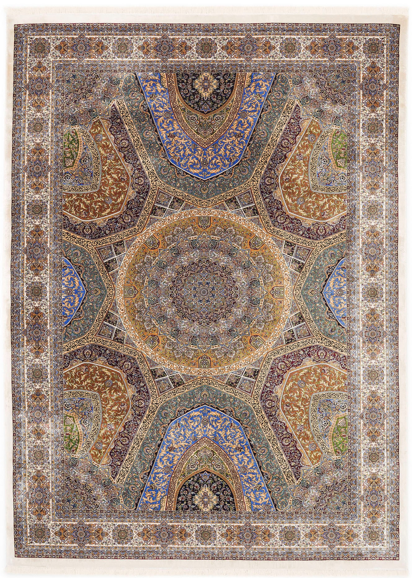 Teppich OCI DIE TEPPICHMARKE "SILK LINE SHAH ABBAS", bunt (multi), B:60cm H:5mm L:90cm, Modal, Teppiche, Teppich, Kurzflor,Seide, hochwertig, Wohnzimmer