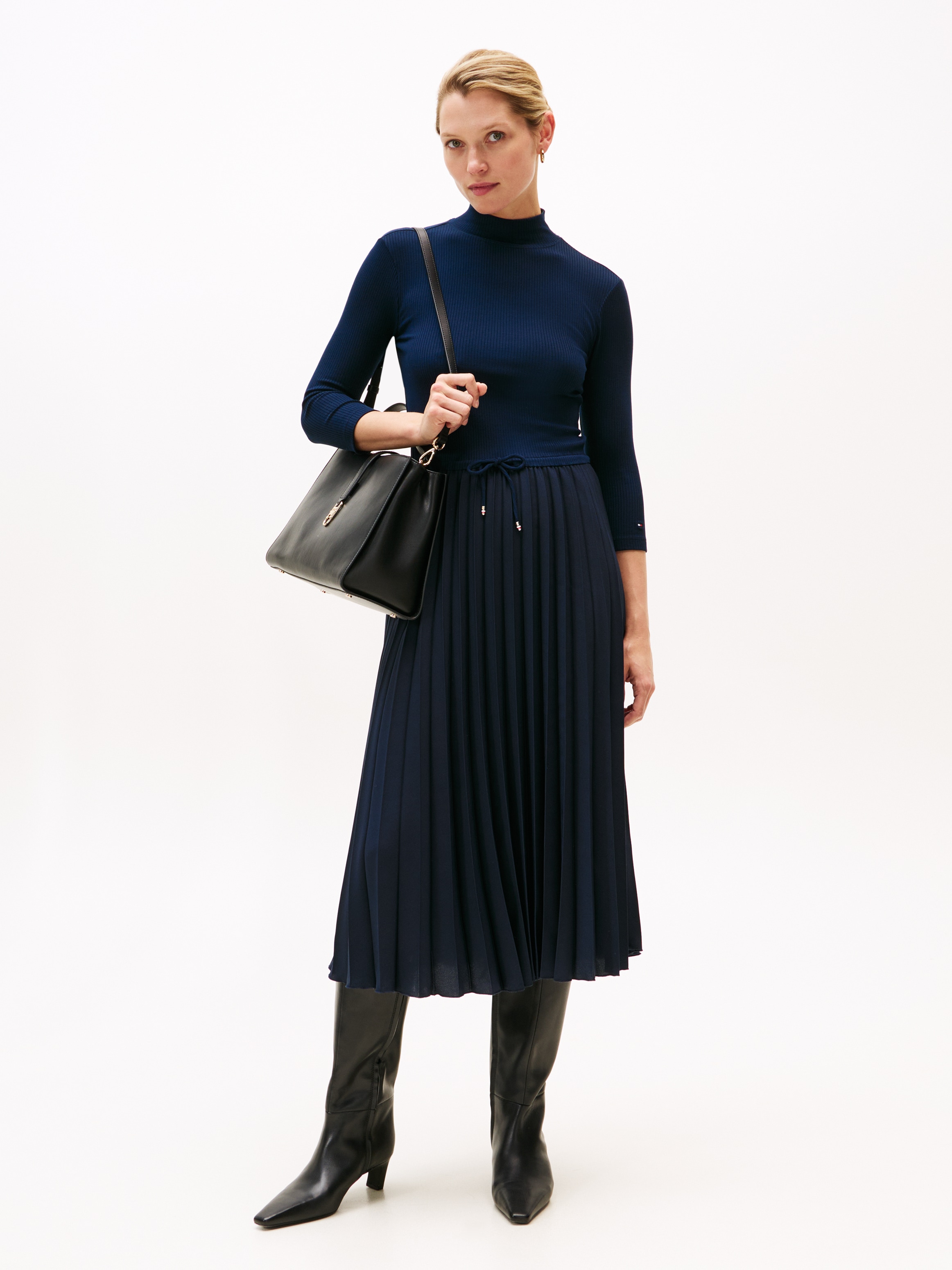 Tommy Hilfiger A-Linien-Kleid "SLIM 5X2 RIB MIX MIDI DRS" günstig online kaufen