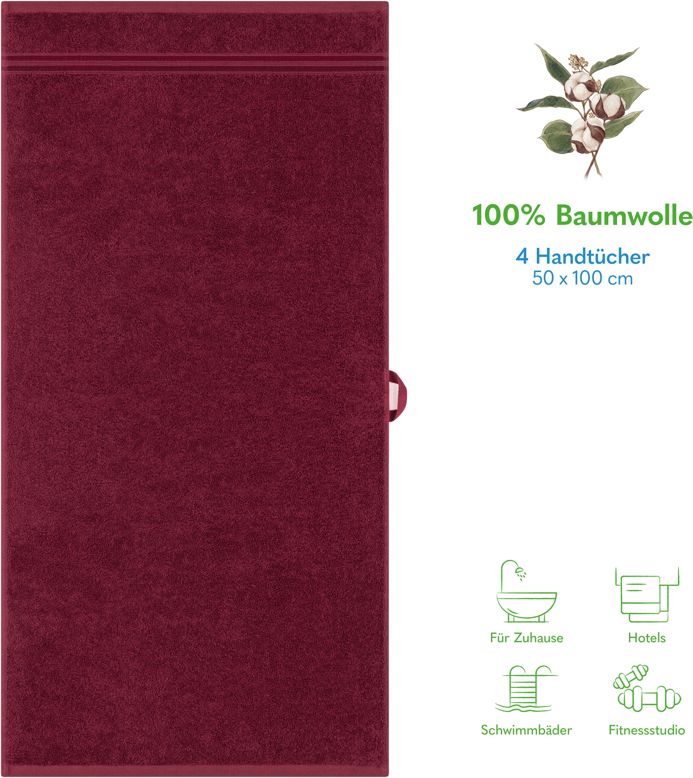 HAMMETEX Handtuch Set "4er Set Handtücher 50x100 cm, 100% Baumwolle, Weich günstig online kaufen