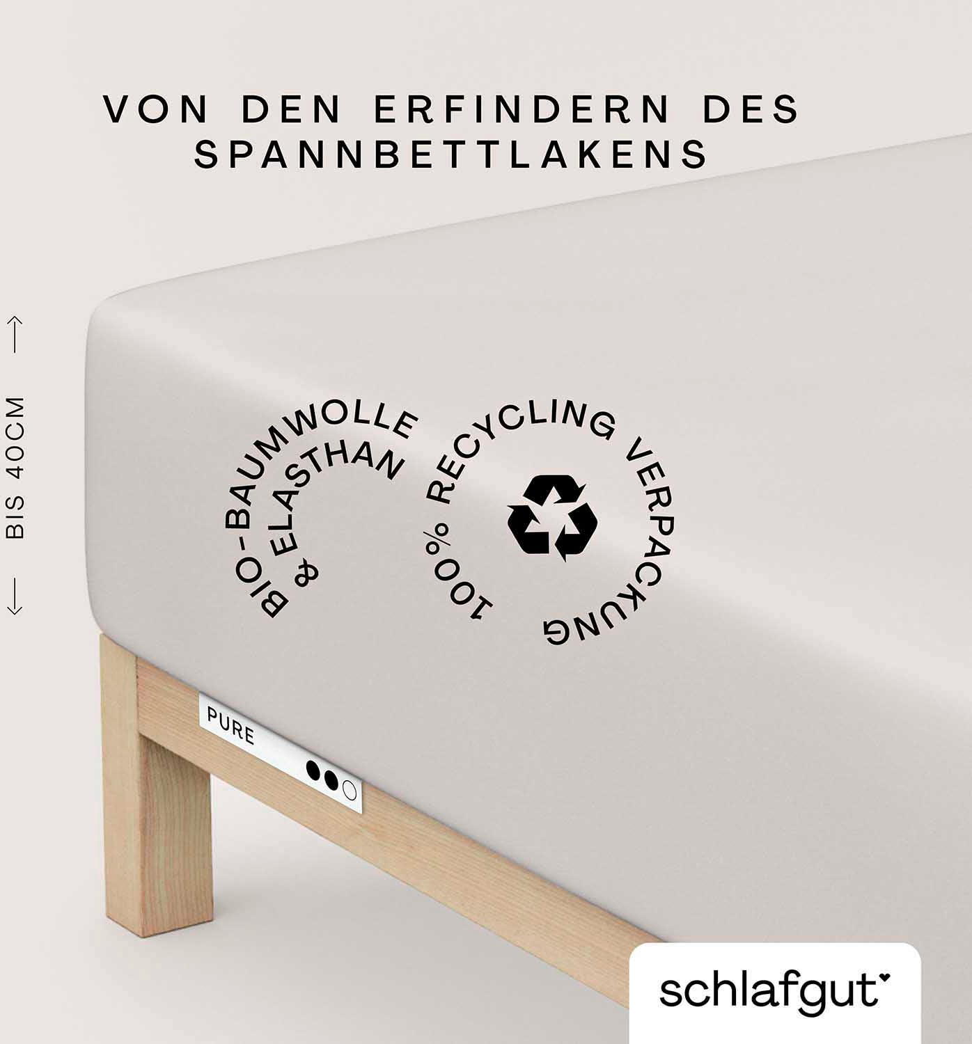 Schlafgut Spannbettlaken "PURE BOXSPRING Bio-Baumwolle mit Elasthan, 170 g/m², Bettlaken" PREMIUM Boxspringbett Laken bis 40 cm Höhe, dehnbar blickdicht, straff