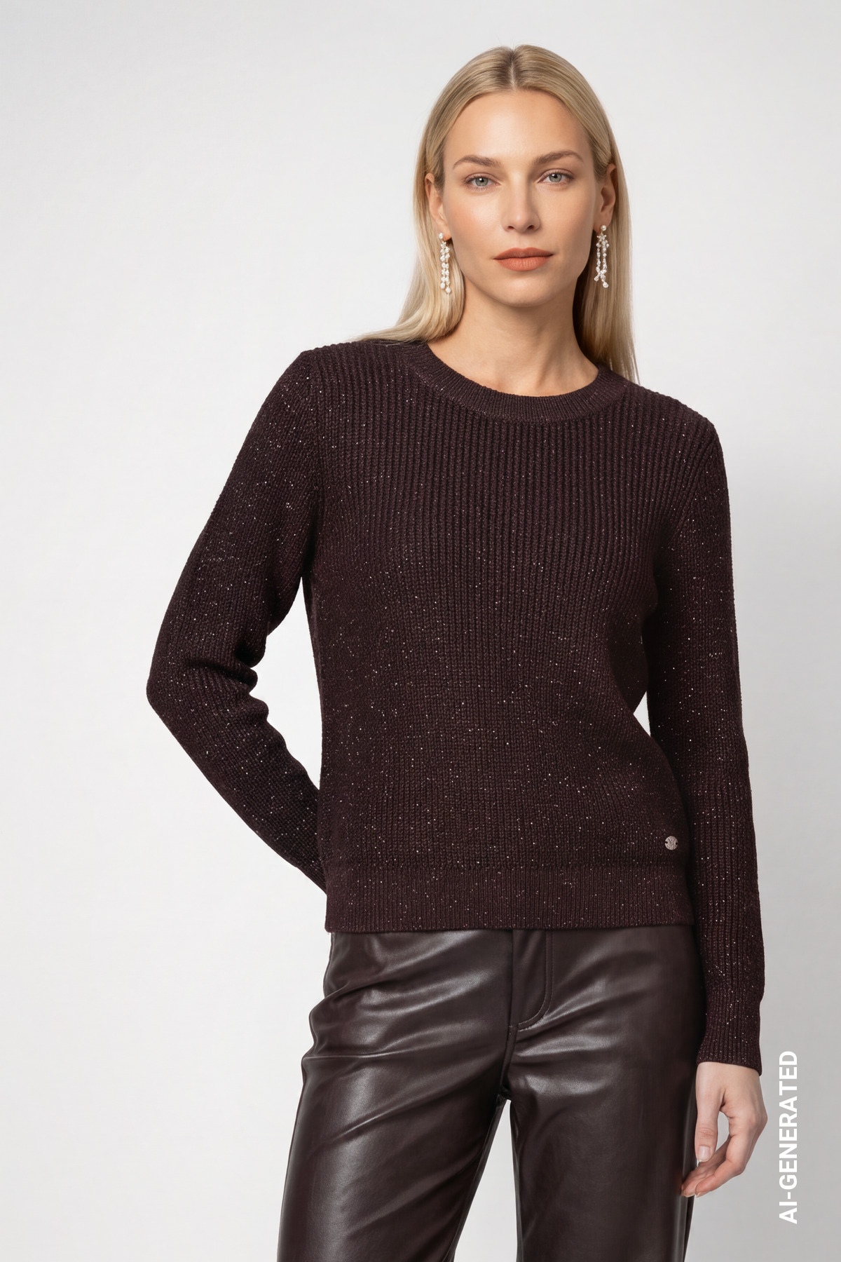 Monari Rundhalspullover "Pullover Basic Lurex" Regular fit mit Rundhalsausschnitt