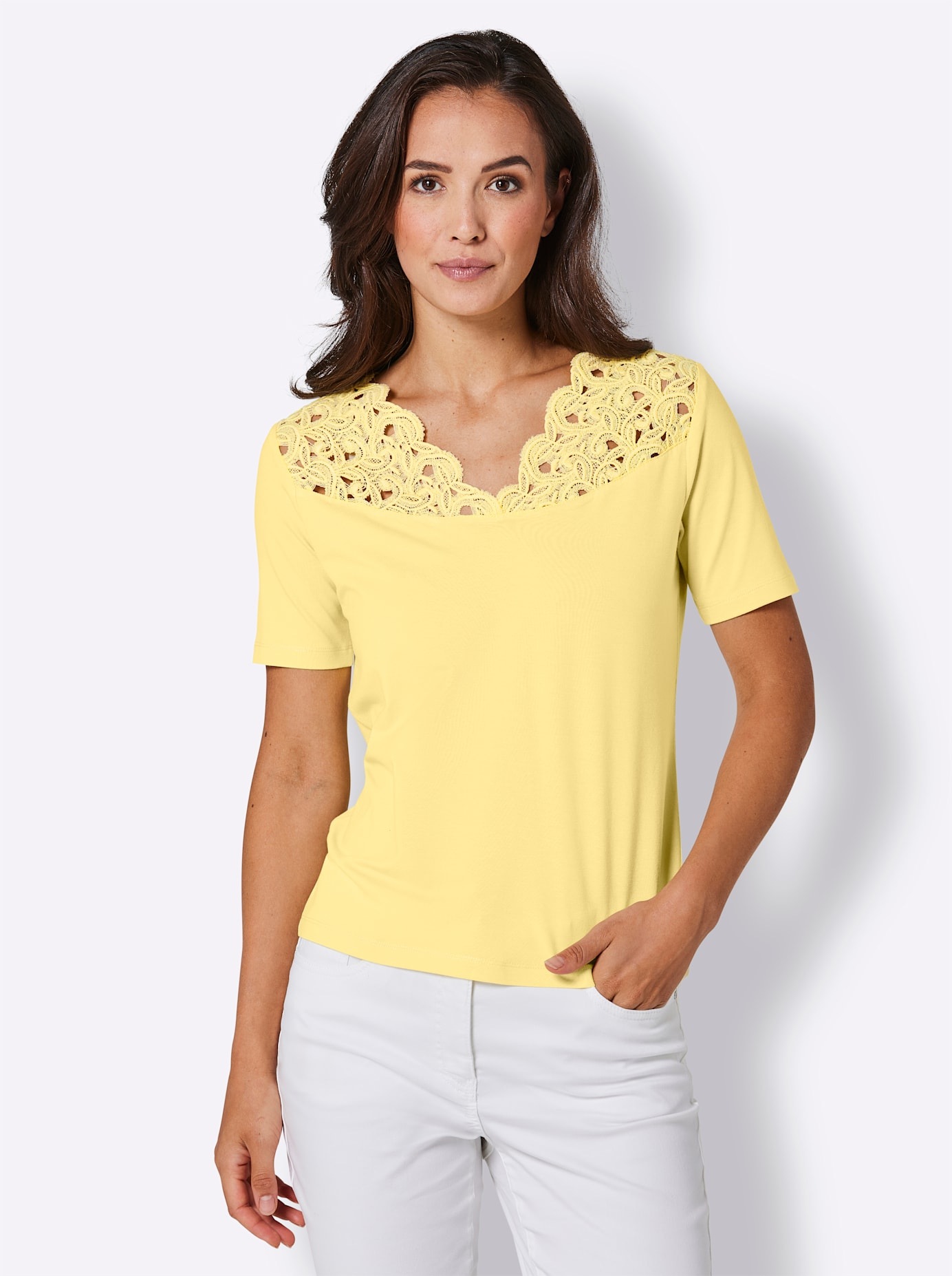 creation L Spitzenshirt "Modal-Baumwoll-Shirt" 1 Stk. günstig online kaufen