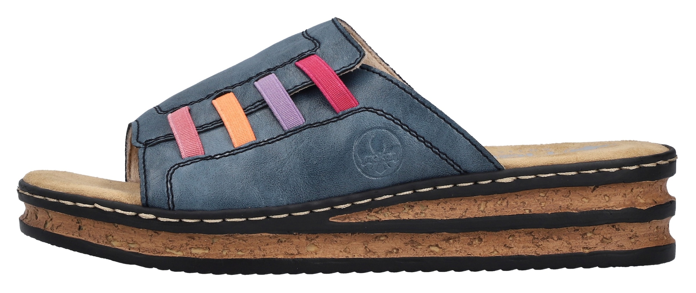 Rieker Keilpantolette, Sommerschuh, Hausschuh, Pantolette mit bequemem Keilabsatz