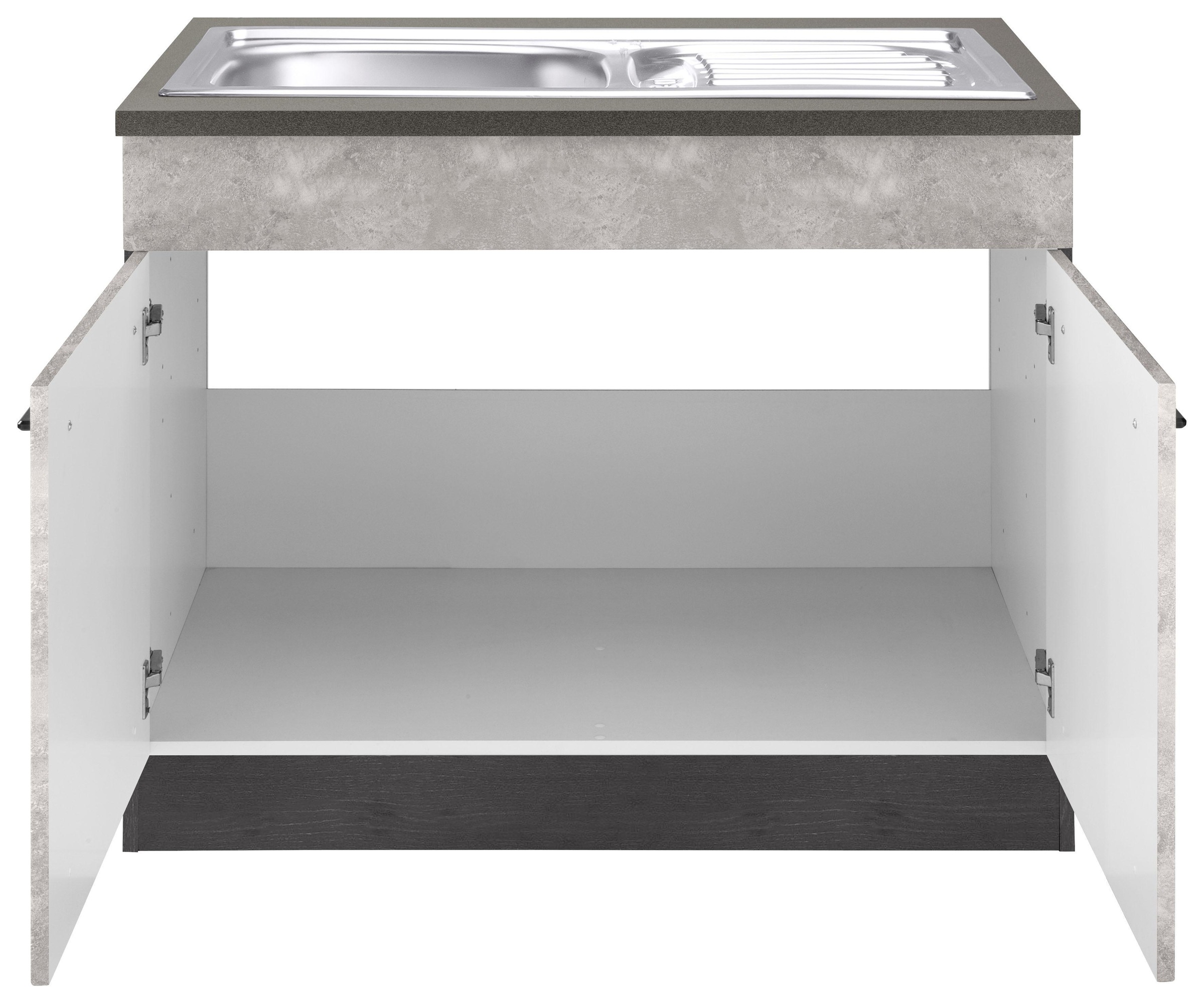 KOCHSTATION Spülenschrank »KS-Tulsa«, 100 cm breit, 2 Türen, Metallgriff, MDF Front, inkl. Einbauspüle