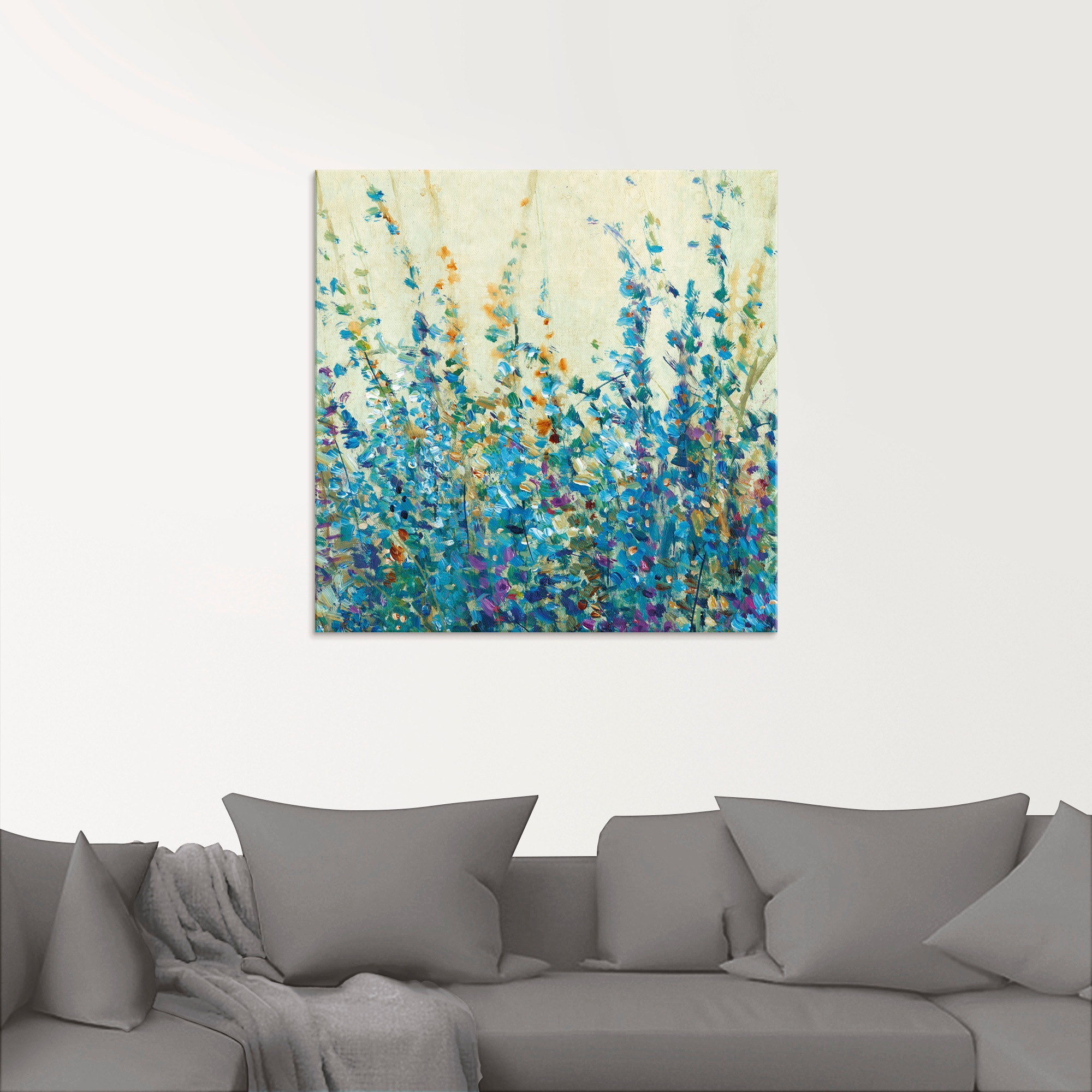 Artland Glasbild »Blautöne II«, Blumenwiese, (1 St.), in verschiedenen Größen