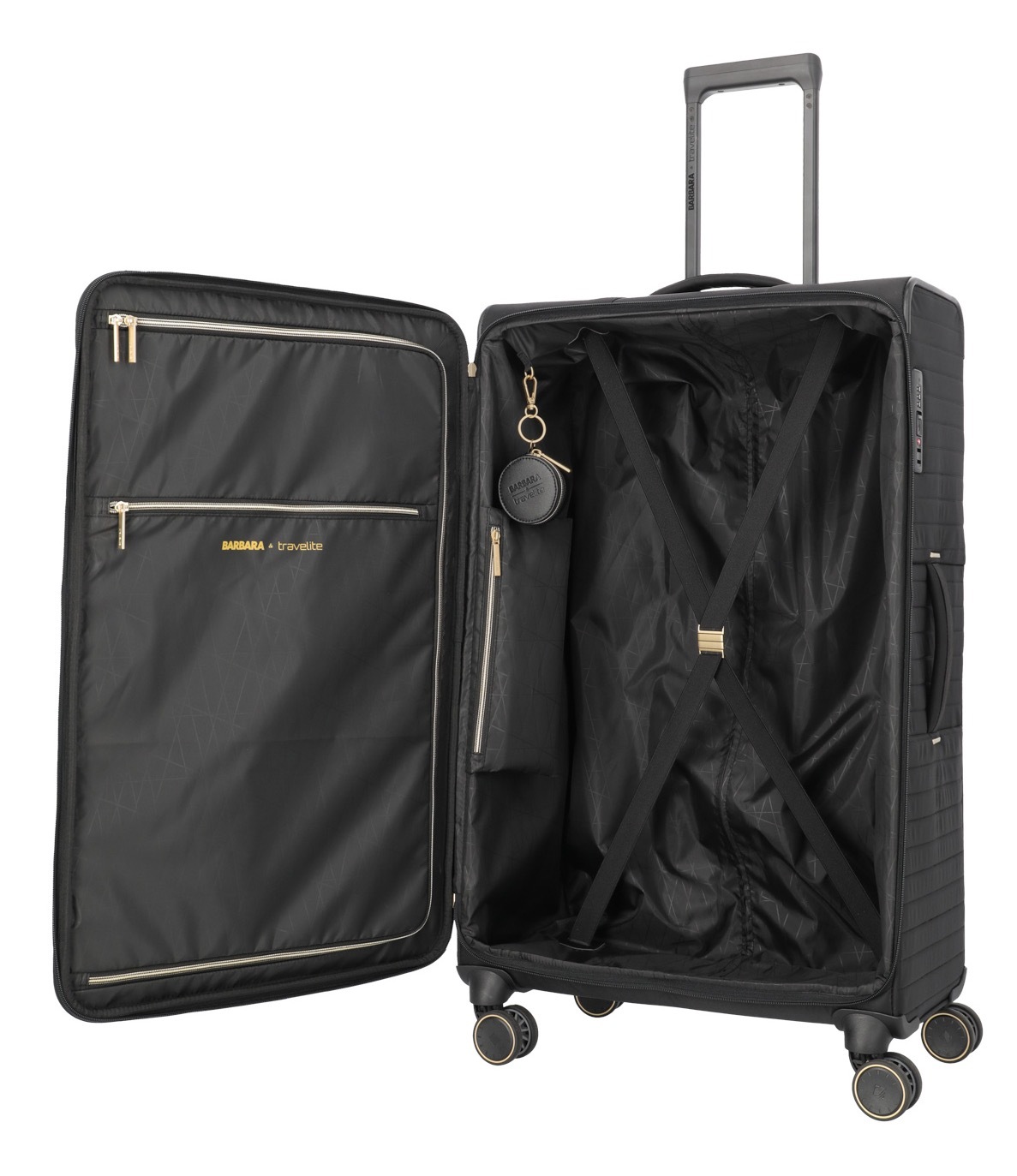 travelite Weichgepäck-Trolley »BARBARA & travelite | BARBARA STEPP, verschiedene Größen und Farben«, 4 Rollen, Weichgepäck-Koffer Schlüsselanhänger Volumenerweiterung bei S/M