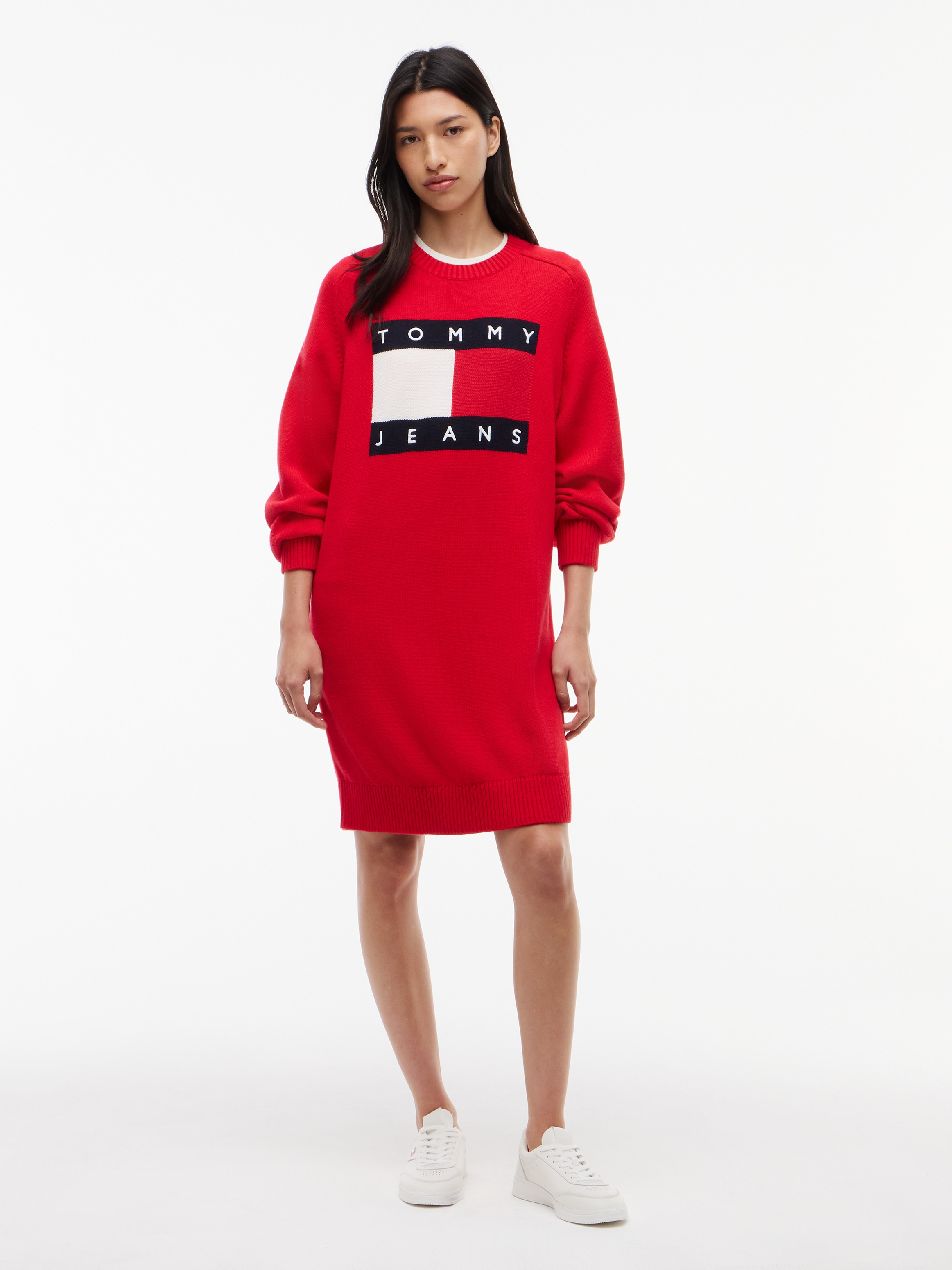 Tommy Jeans Sweatkleid »TJW SWEATER FLAG DRESS EXT« Baumwollmischung