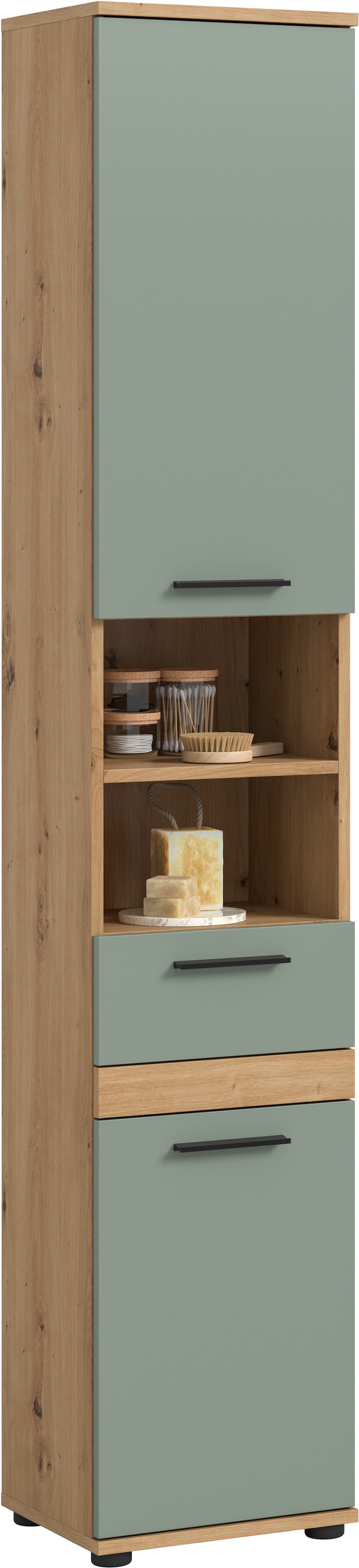 welltime Hochschrank "LUCCA, Breite 35cm, 2 Türen, 1 Schubkasten, 2 Fächer"