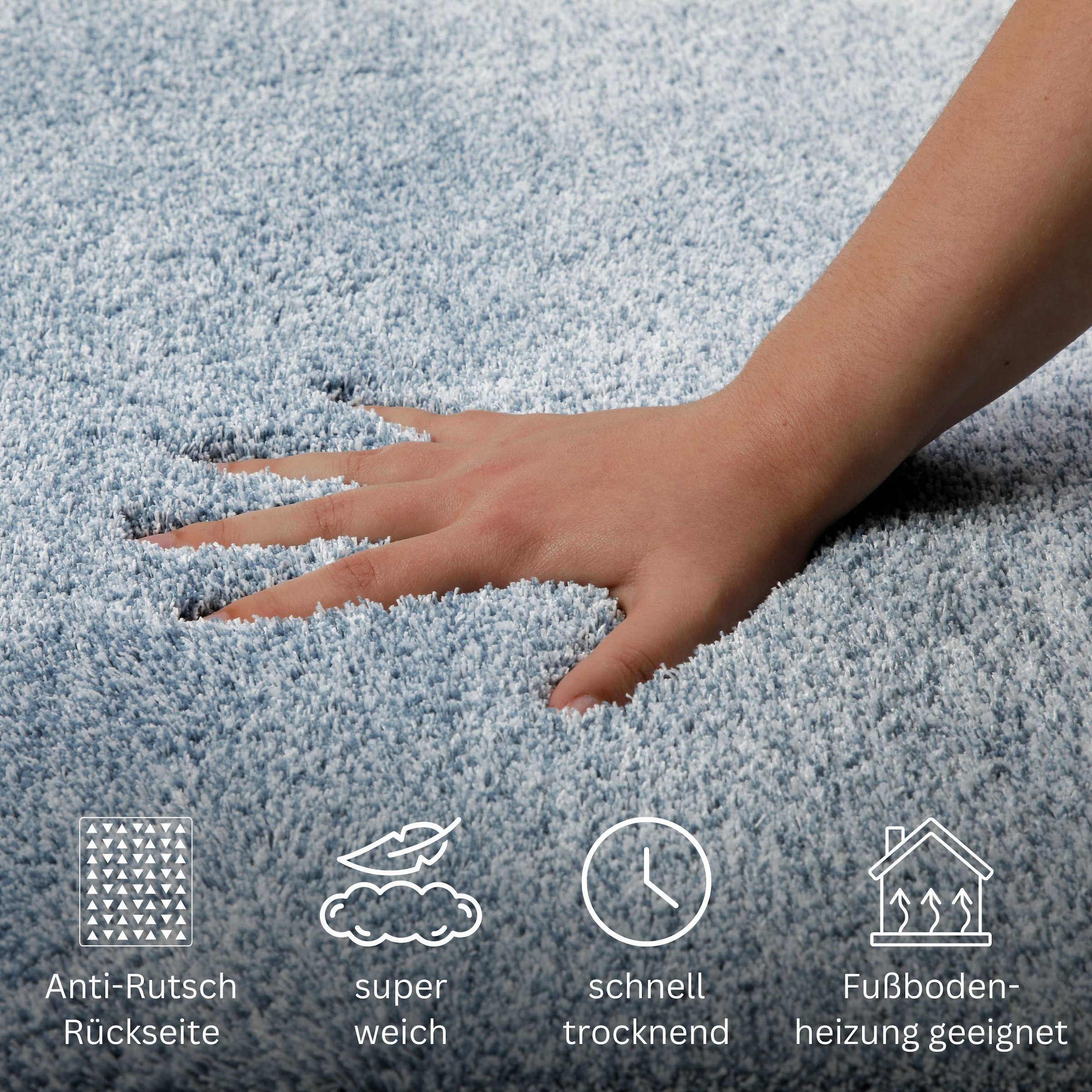 my home Badematte »Utta«, rutschhemmend beschichtet, schnell trocknend, Badteppich, getuftet, mit modernem Farbverlauf, flauschig, hochflor