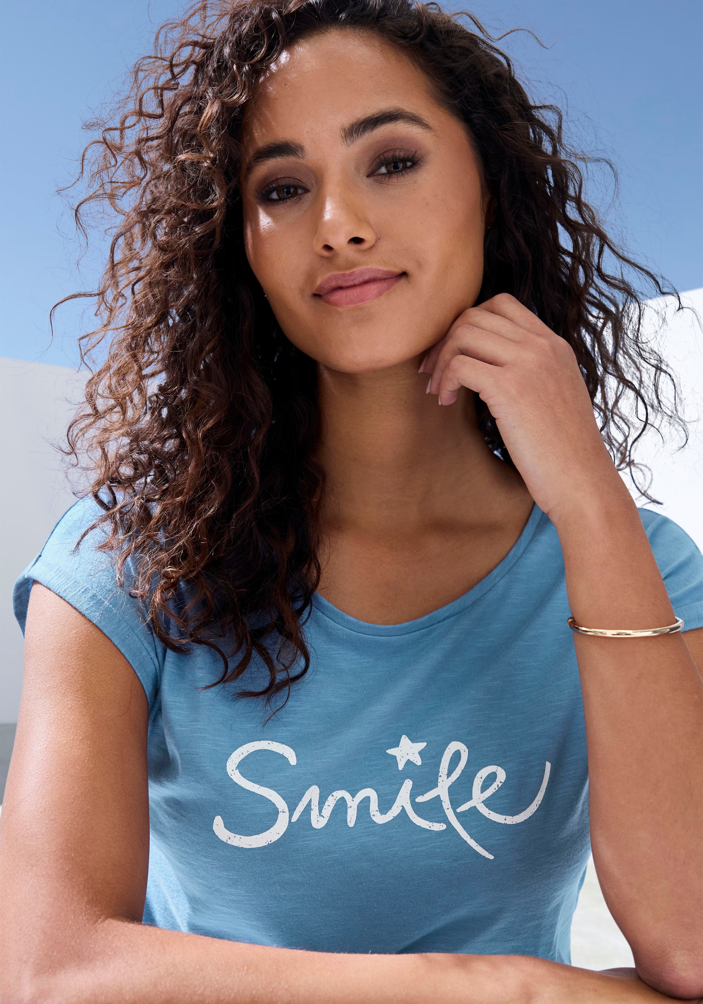 Thumbnail - Beachtime T-Shirt "mit Frontdruck "Smile"" aus weicher Baumwoll-Qualität