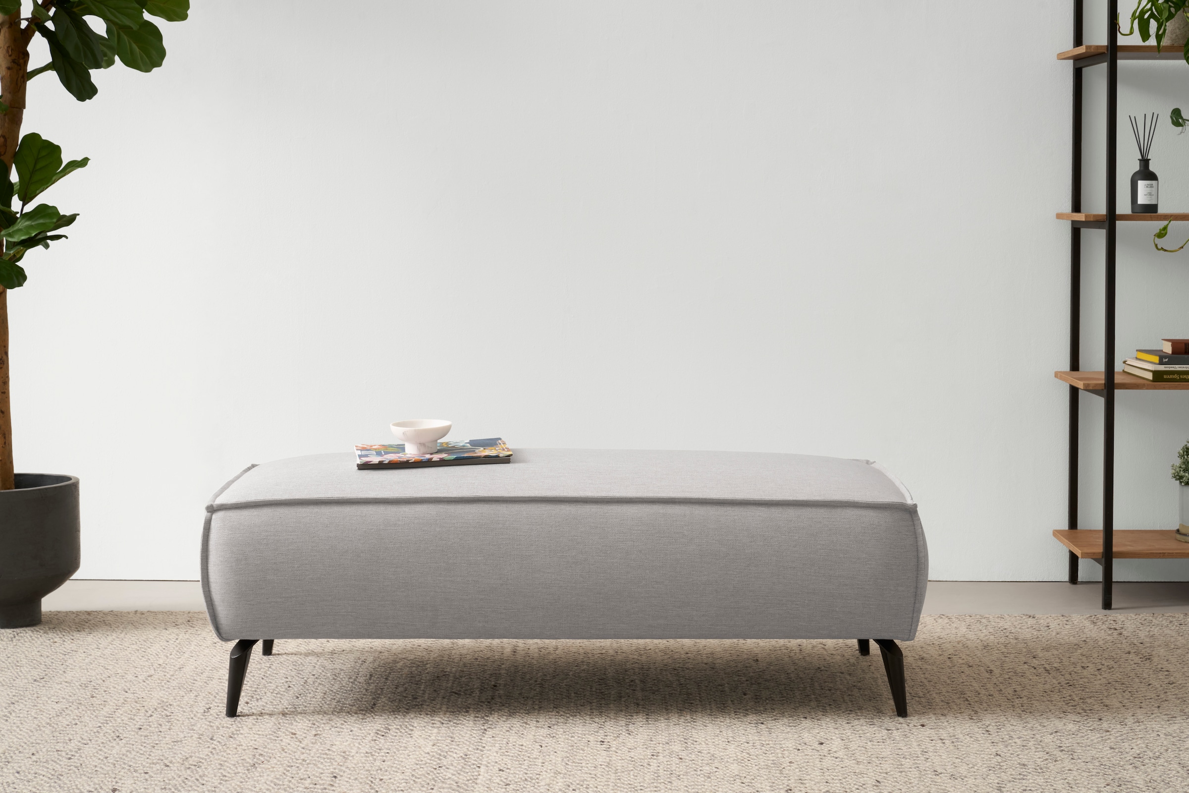 OTTO home Wohnlandschaft »TVINNU Leinenoptik, 354, mit Hocker« Recamiere rechts/links, stellbar zum Schlafsofa (Krokodilverbinder)