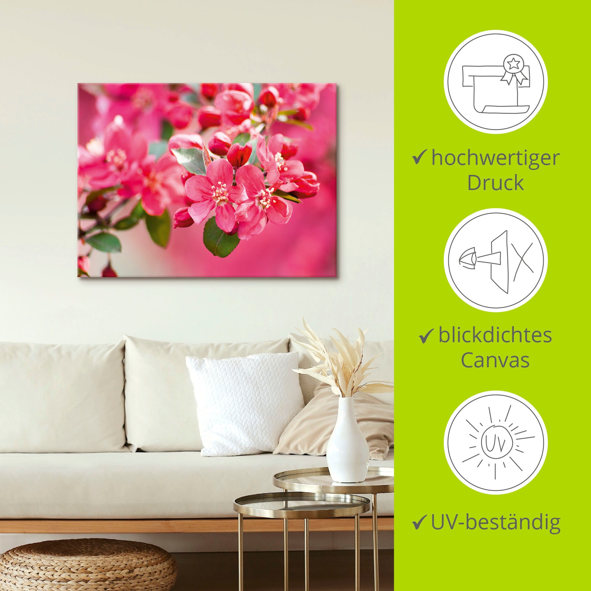 Artland Leinwandbild »Holzapfelblüte 1«, Blumen, (1 St.), auf Keilrahmen gespannt