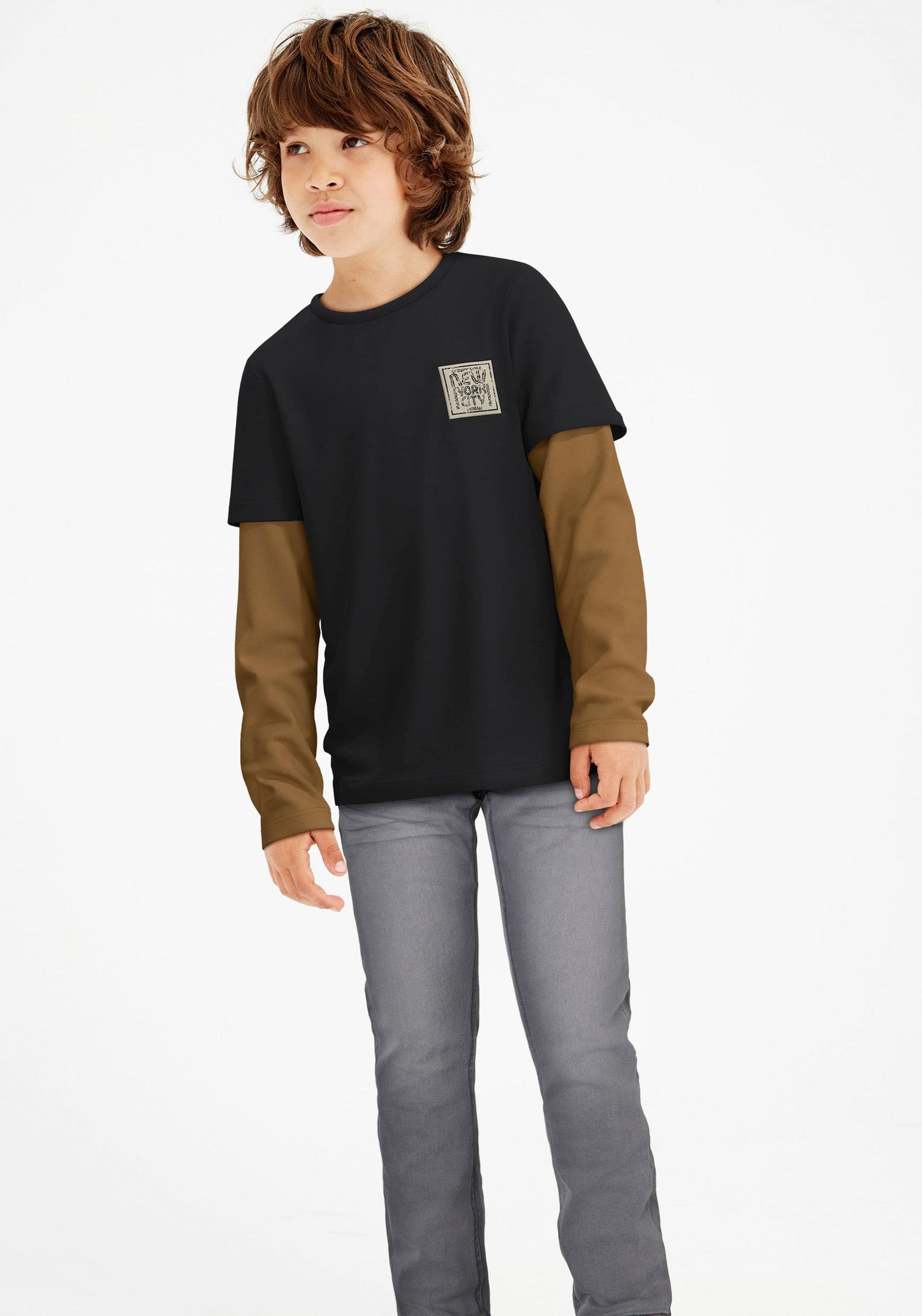 Name It Stretch-Jeans »NKMSILAS für Jungen mit verstellbarem Bund und schlanker Form«, slim fit, Denim, Abriebeffekte, angesetztes Bündchen
