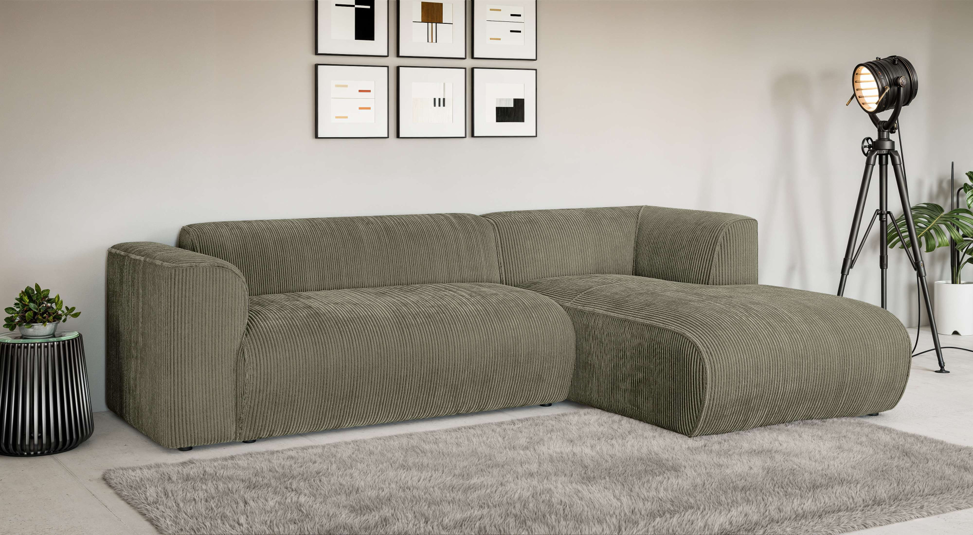 Home affaire Ecksofa "GENTON L-Form (257 cm), zeitlos & stilvolles Design," Aufwendig gepolstert, in Cord, Chenille und Struktur