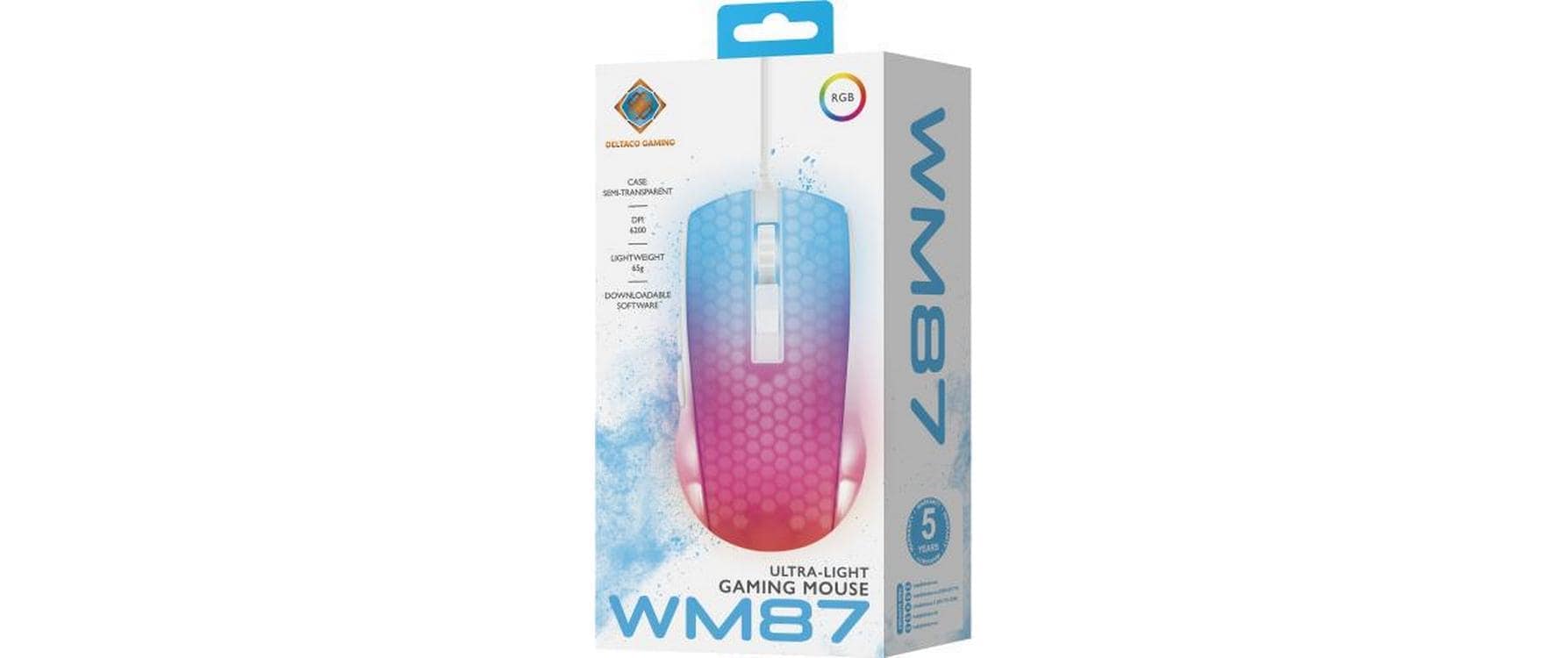 DELTACO Gaming-Maus »GAM-144-W Weiss/Trasparent« kabelgebunden