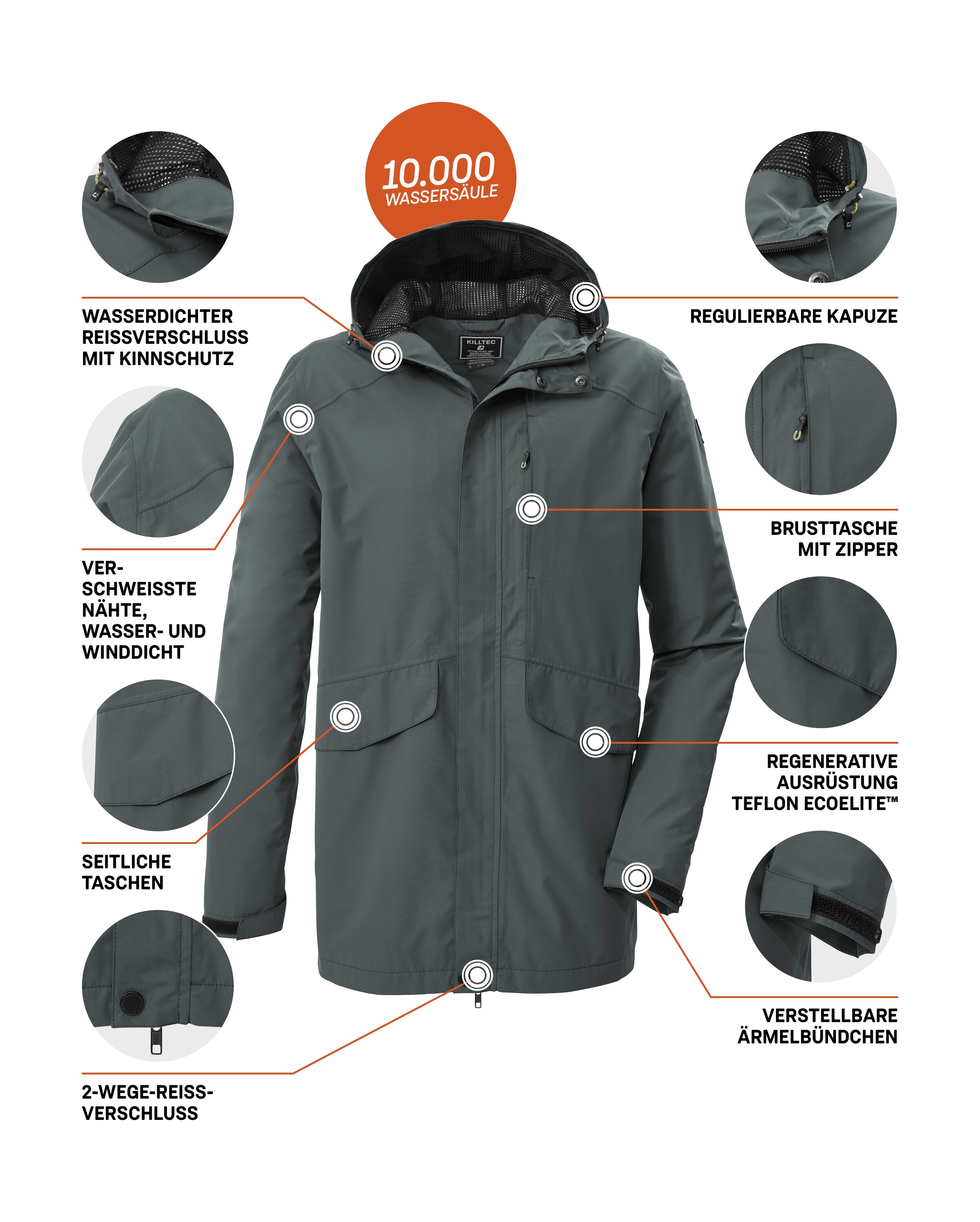 Killtec Funktionsjacke »KOS 58 MN JCKT« Wasserdichte, atmungsaktive Funktionsjacke mit Teflon EcoElite™