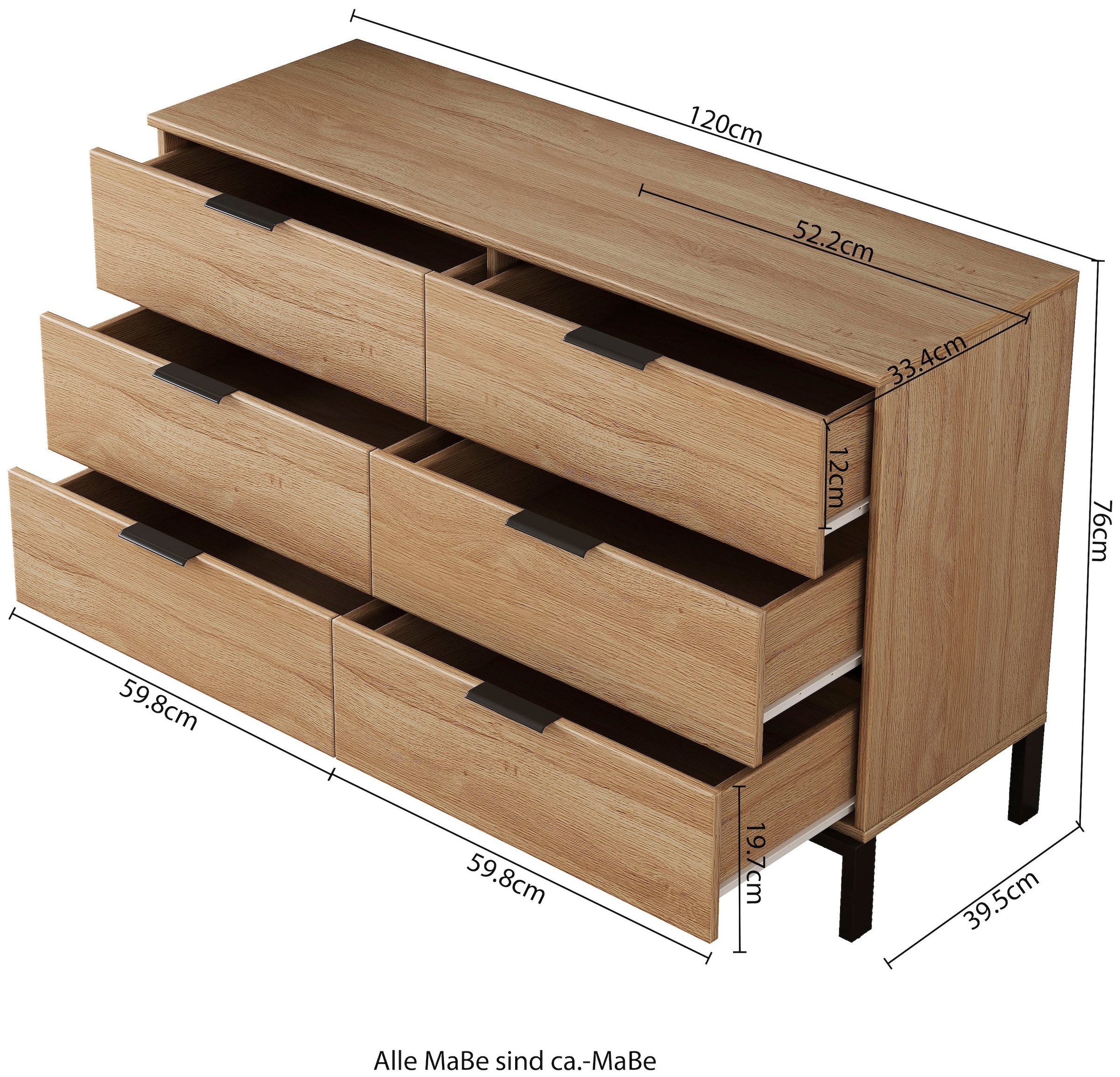 OTTO home Kommode »Jorinde« Melaminoberfläche, flexibler Stauraum und robustes Metallgestell