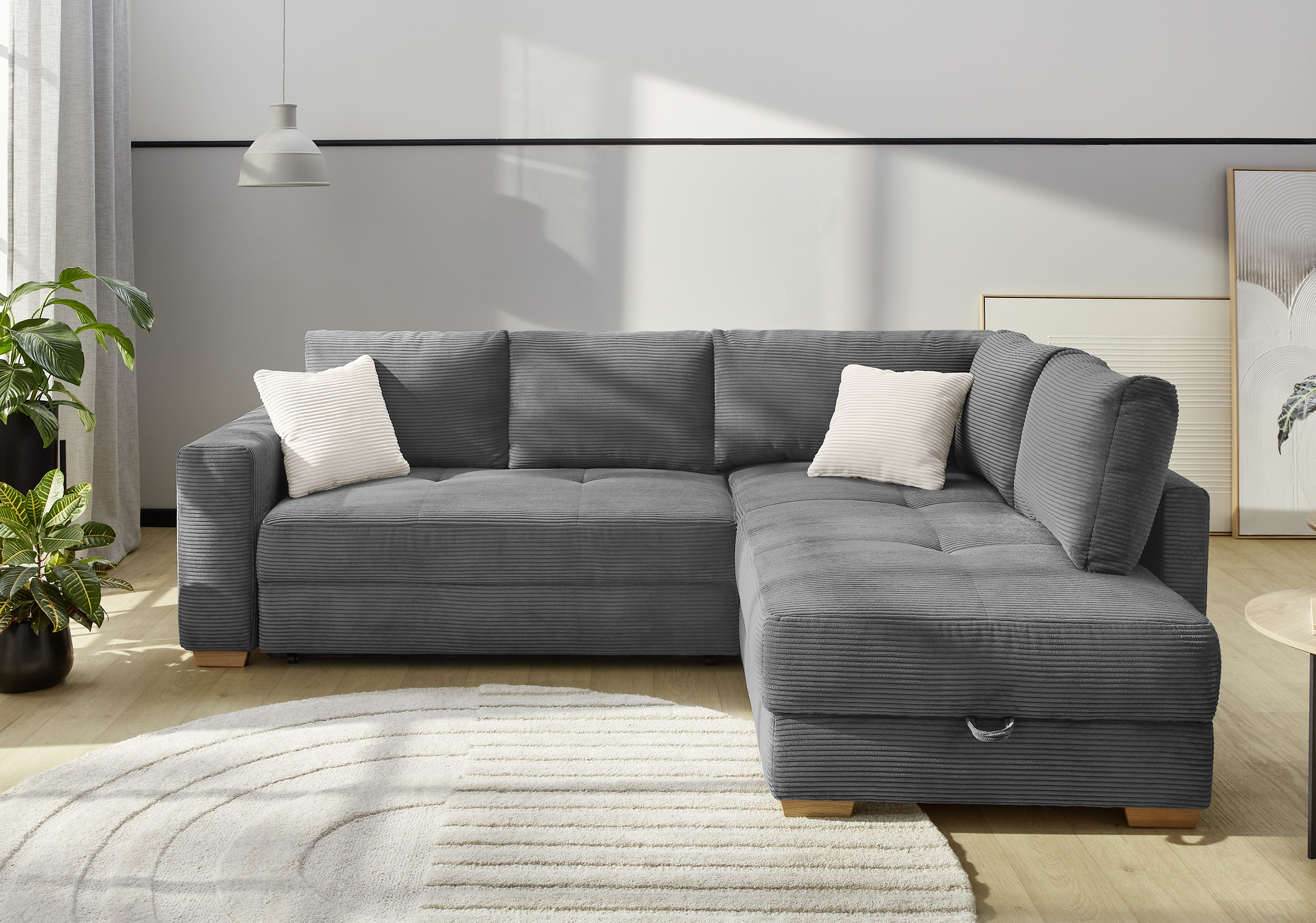 Jockenhöfer Gruppe Ecksofa "Sunset L-Form, B: 257 cm, Liegefl. 160x223 cm Dauerschlafsofa" Tonnentaschen-Federkern, Kaltschaumtopper, Bettkasten & Zierkissen