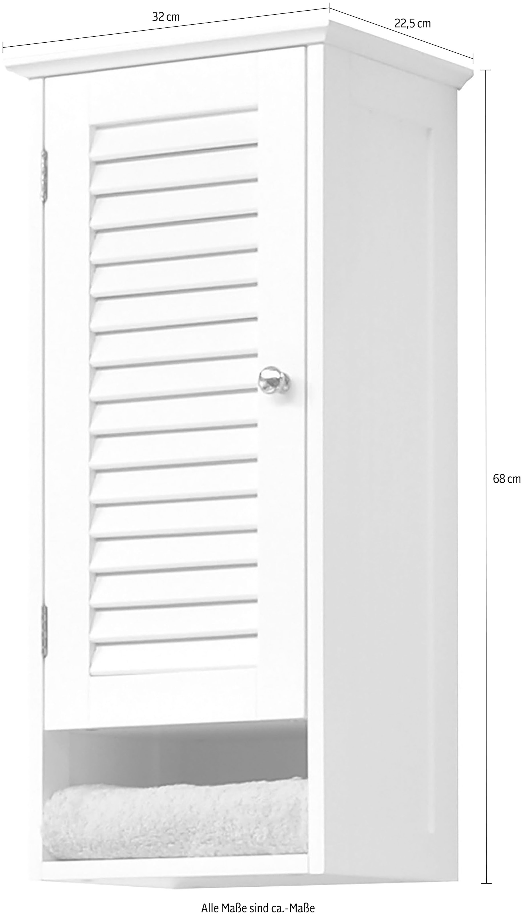 Saphir Hängeschrank »Quickset 928 Wand-Badschrank, 1 Tür, 1 Einlegeboden, 1 Nische«, Badezimmer-Hängeschrank, 32 cm breit, Weiß, Landhaus-Stil