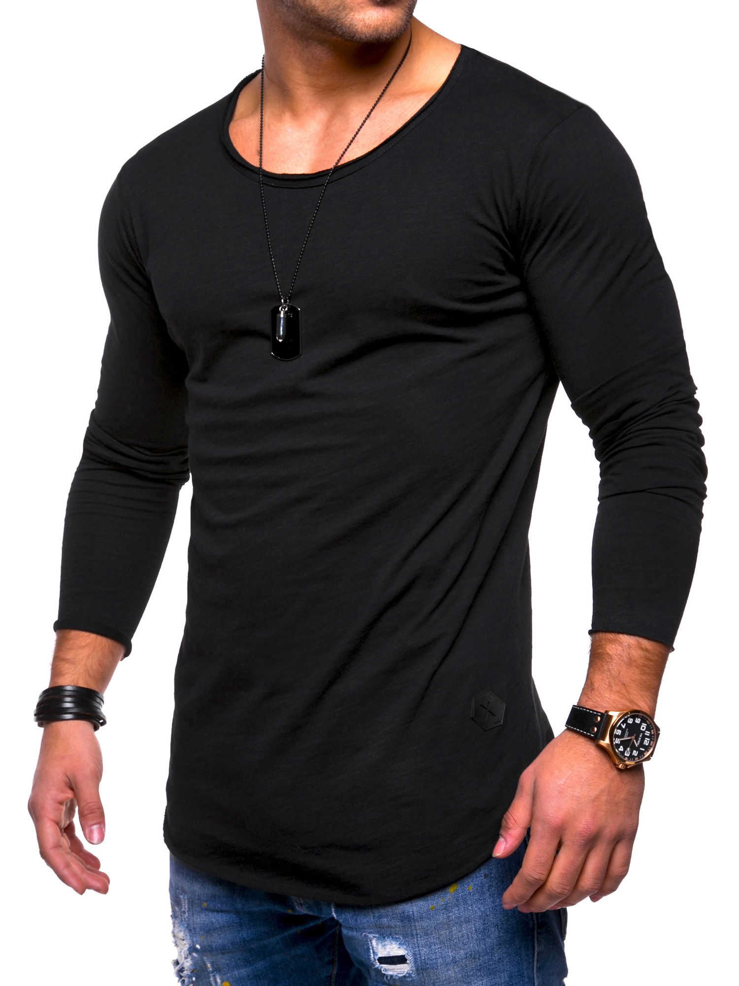 behype Langarmshirt "Dust L/S", mit weitem Halsausschnitt