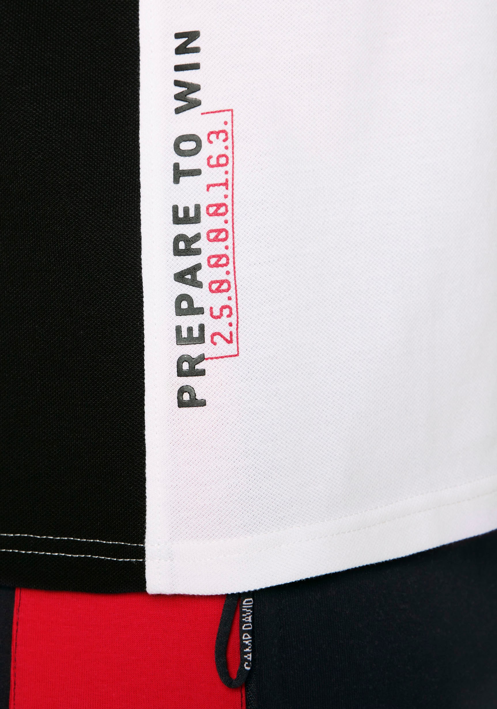 kaufen Rückseite auf Poloshirt, | mit ▷ und Ärmeln, Prints BAUR DAVID Rubber Vorder- CAMP
